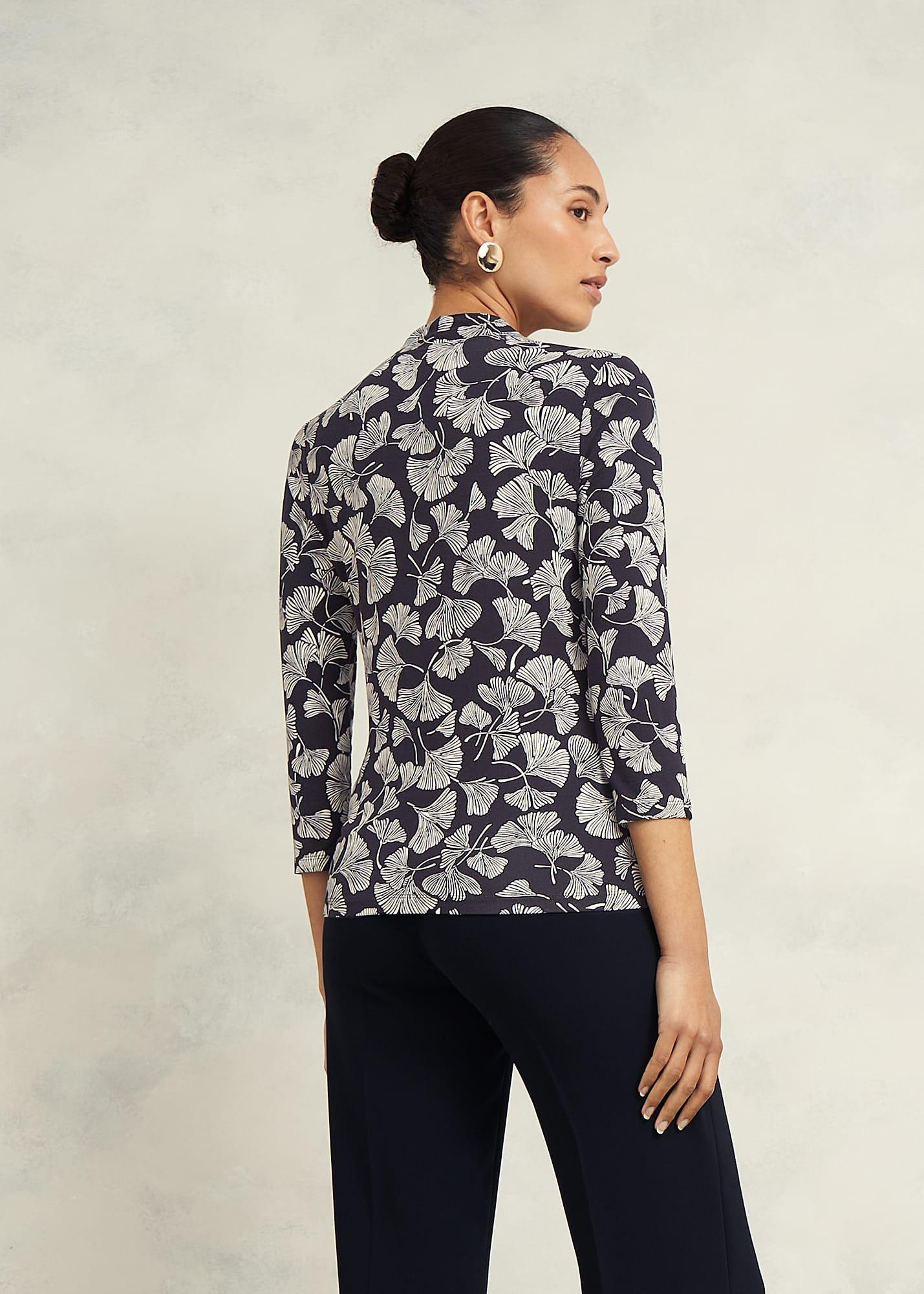 Aimee Printed Top, Navy Ivory, hi-res