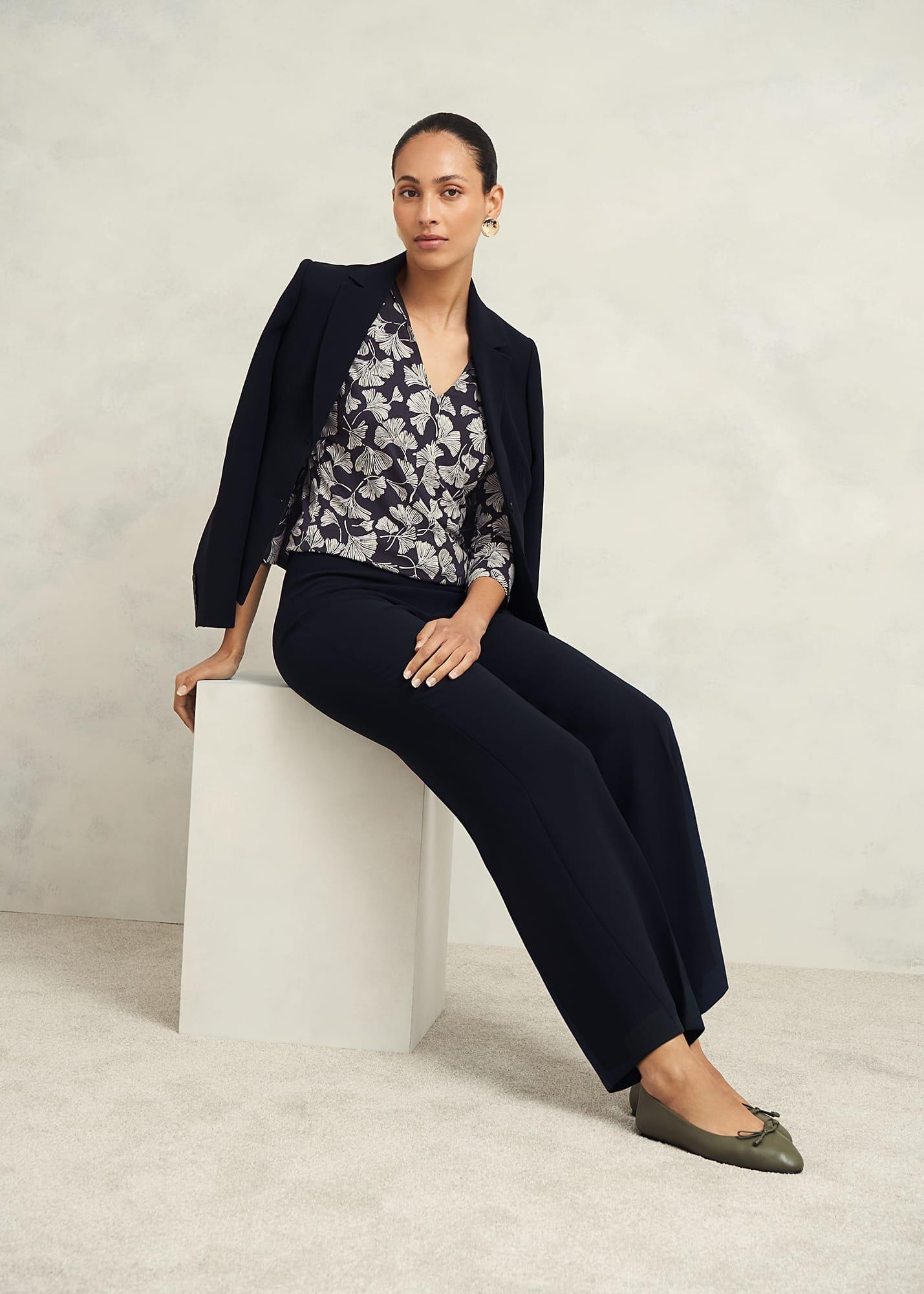 Aimee Printed Top, Navy Ivory, hi-res