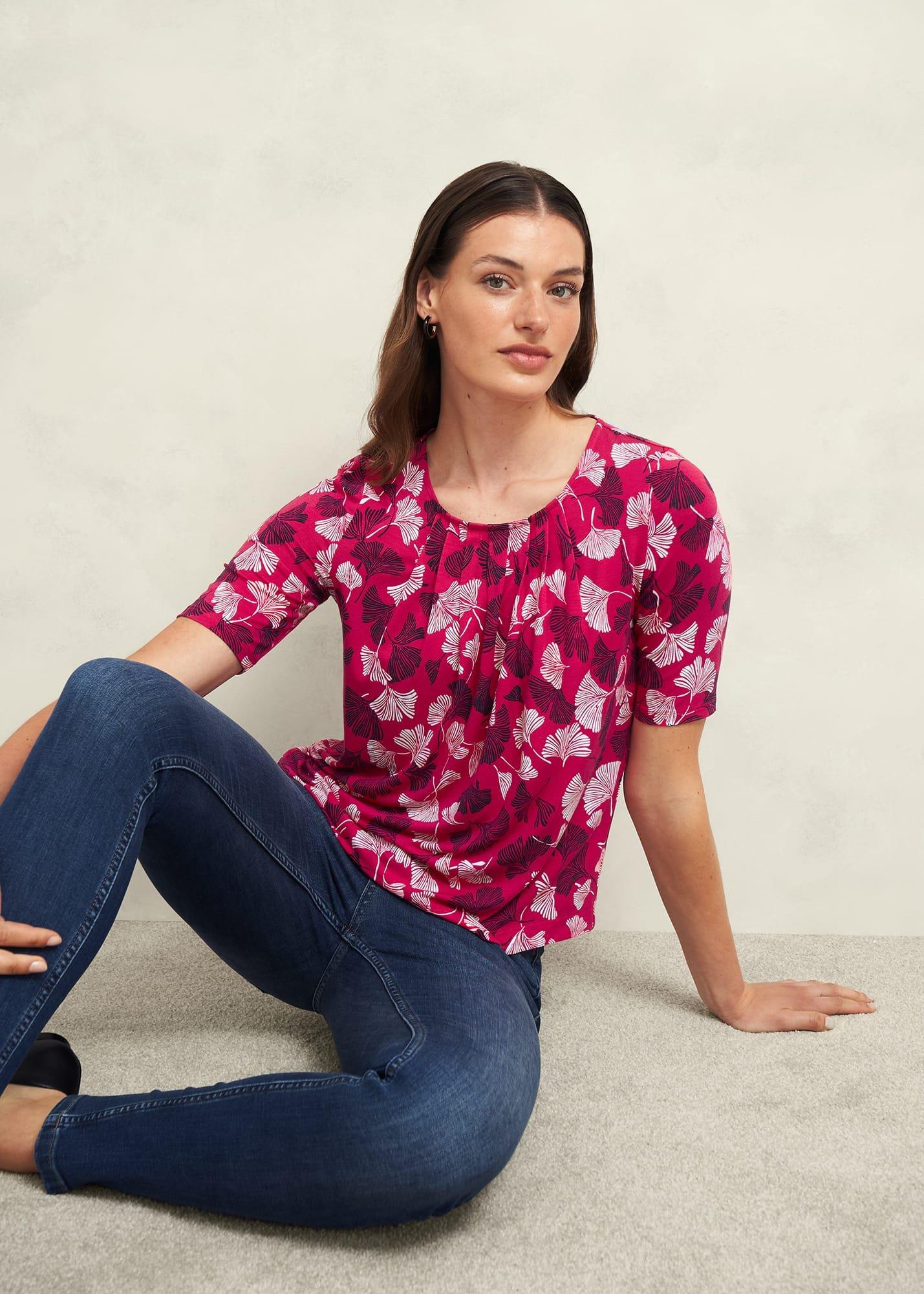 Jacqueline Printed Top, Pink Multi, hi-res