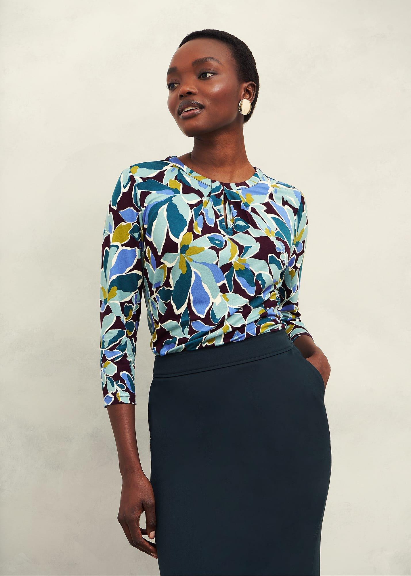 Julia Printed Top, Malbec Multi, hi-res