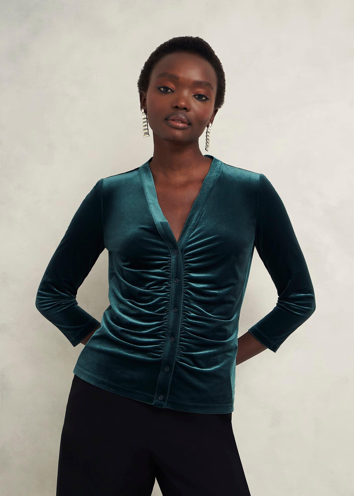 Velvet Hattie Top, Evergreen, hi-res