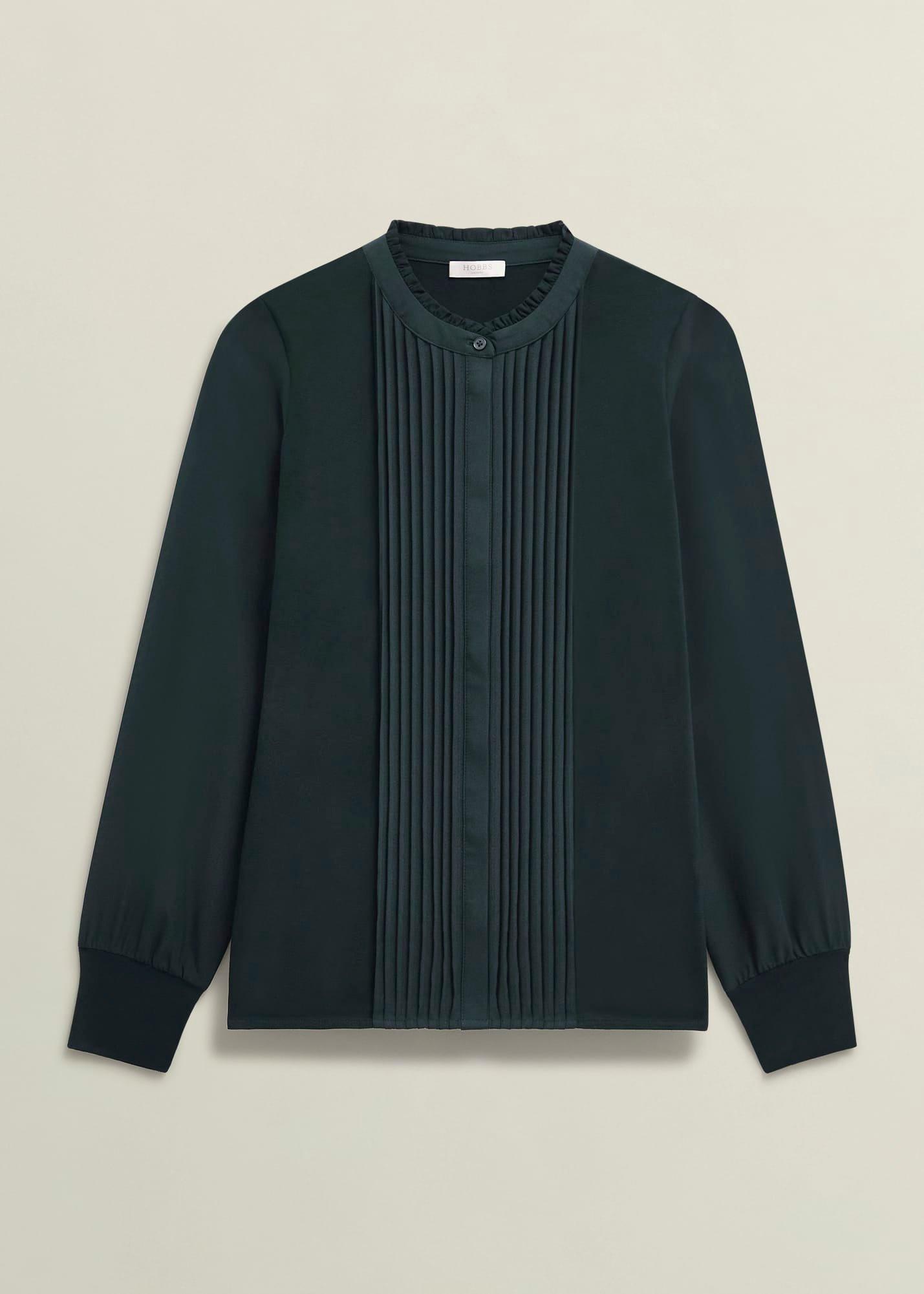 Carina Pleated Top, Evergreen, hi-res