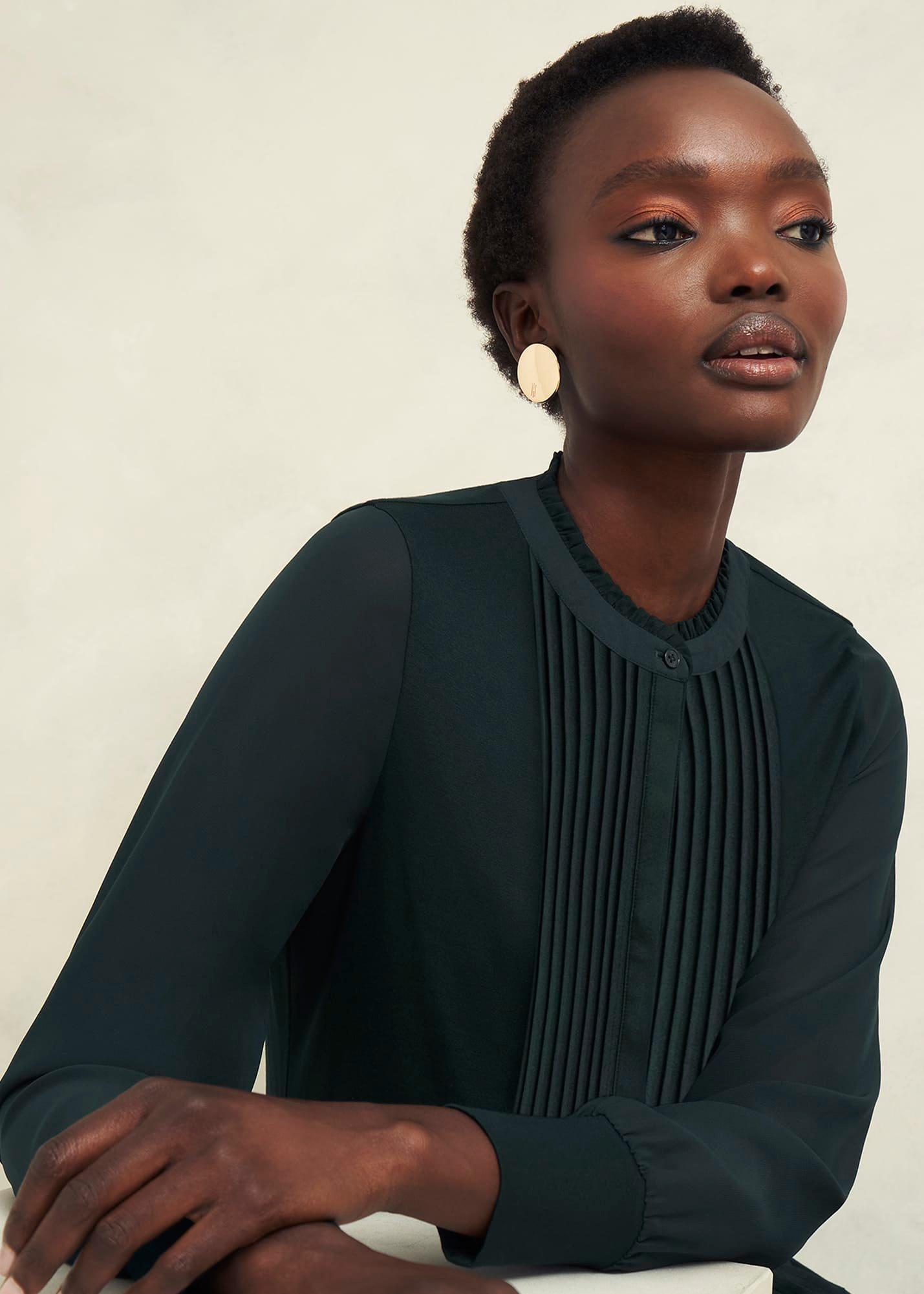 Carina Pleated Top, Evergreen, hi-res