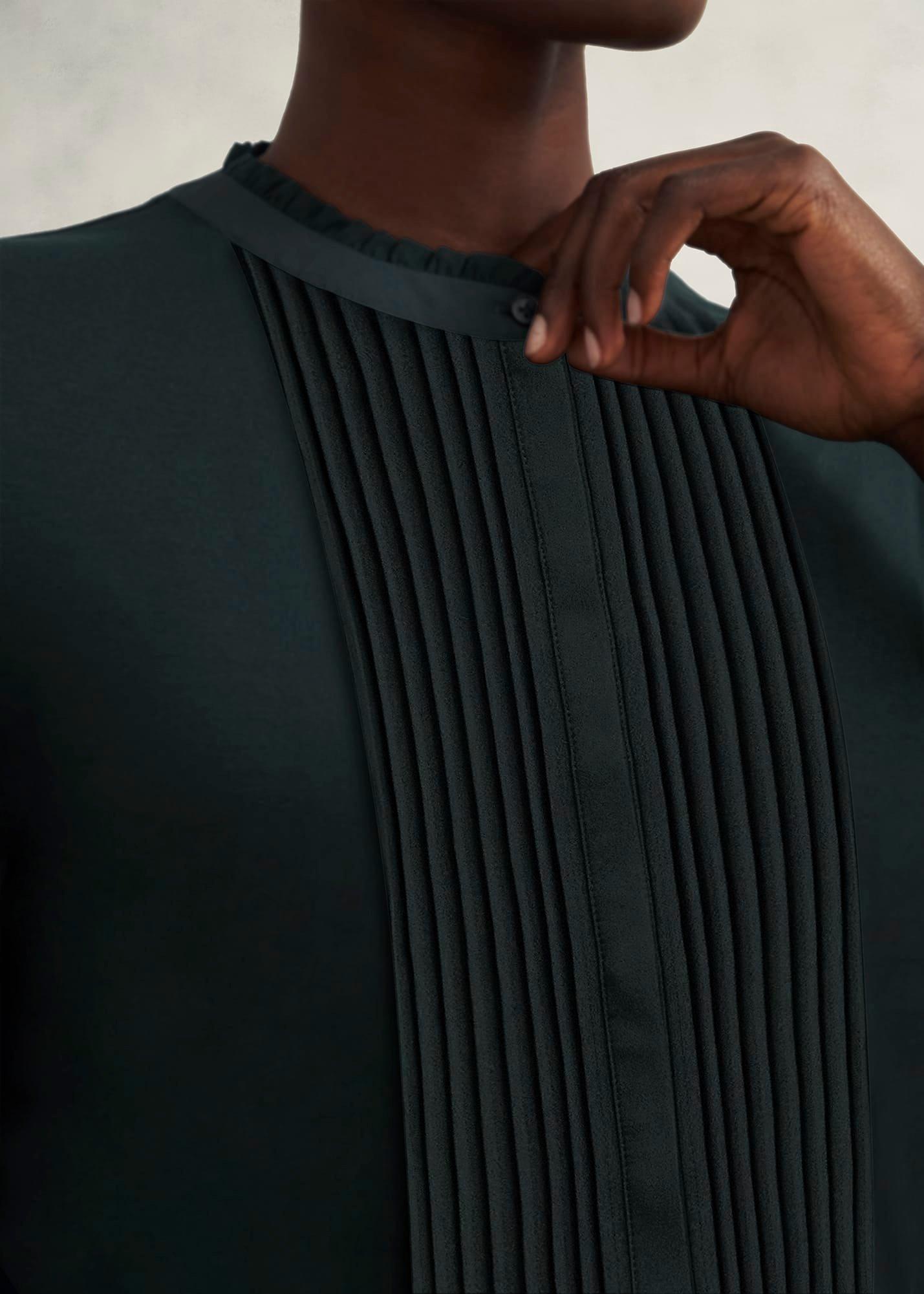 Carina Pleated Top, Evergreen, hi-res