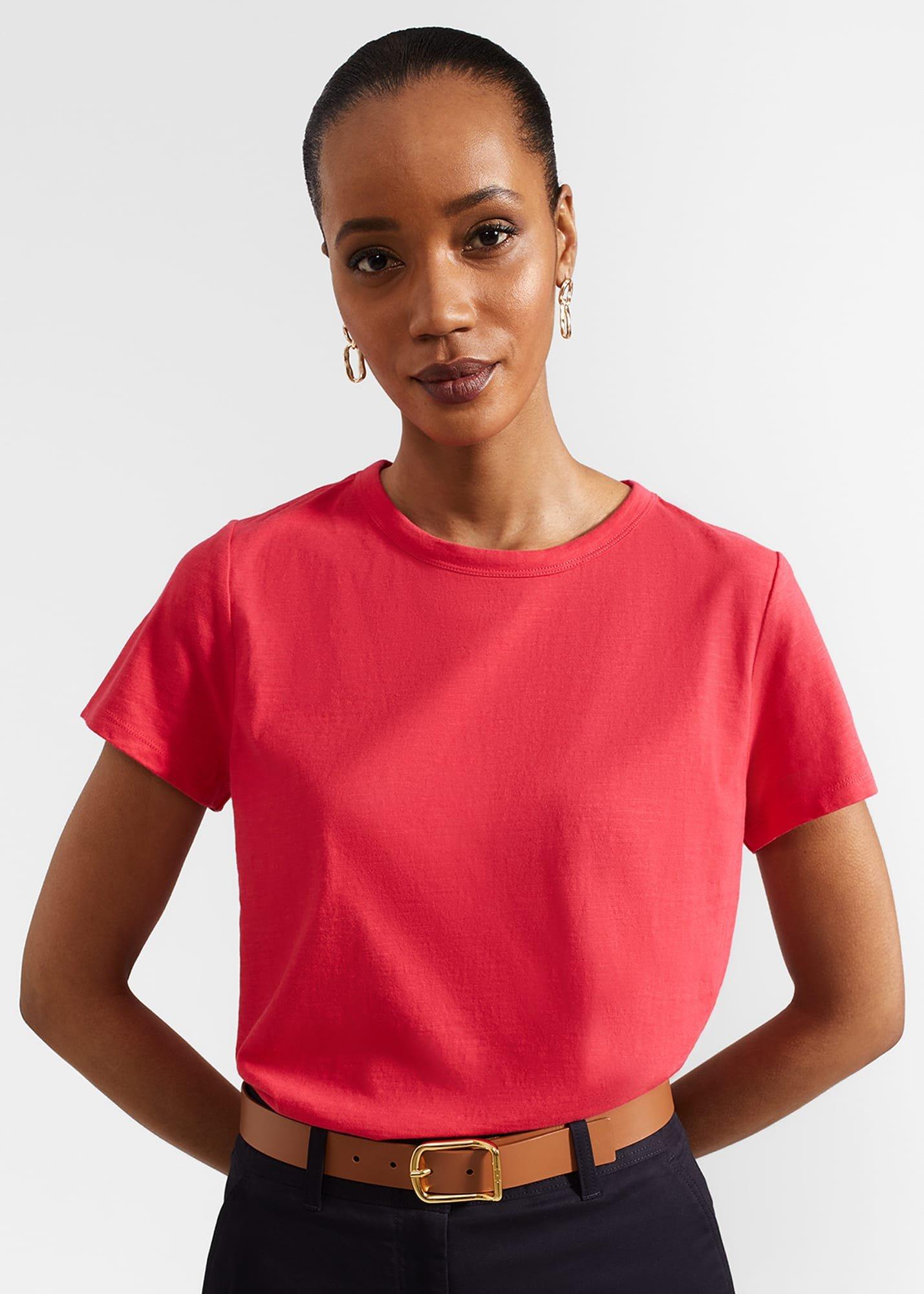 Adaline Cotton Slub T-Shirt, Rouge Pink, hi-res
