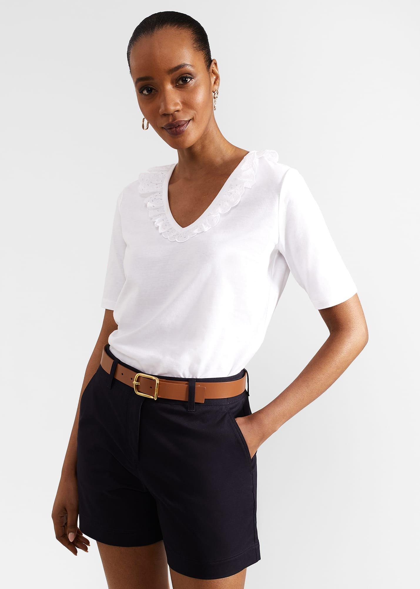 Mariella Cotton Broderie Top , Hobbs White, hi-res