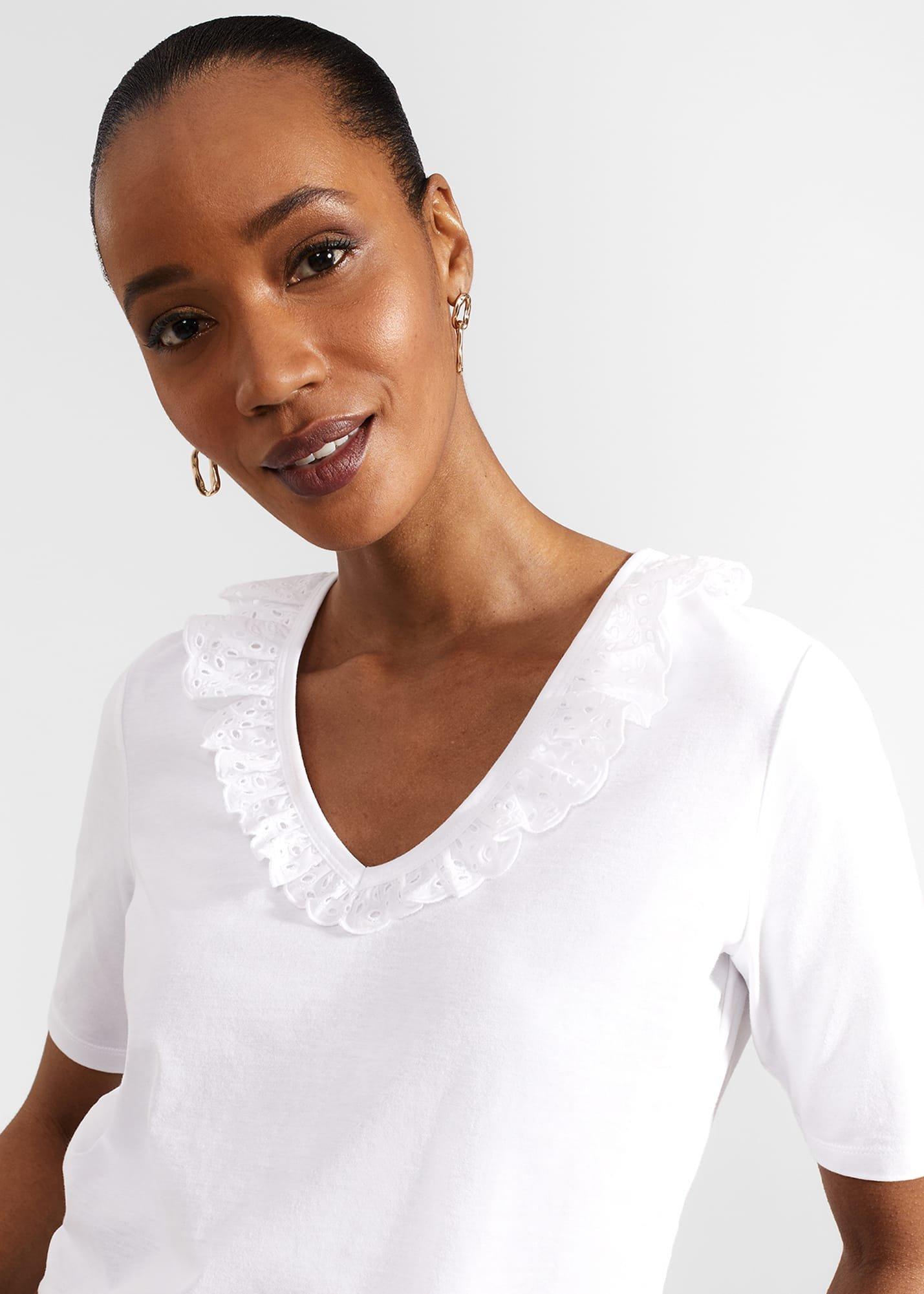 Mariella Cotton Broderie Top , Hobbs White, hi-res