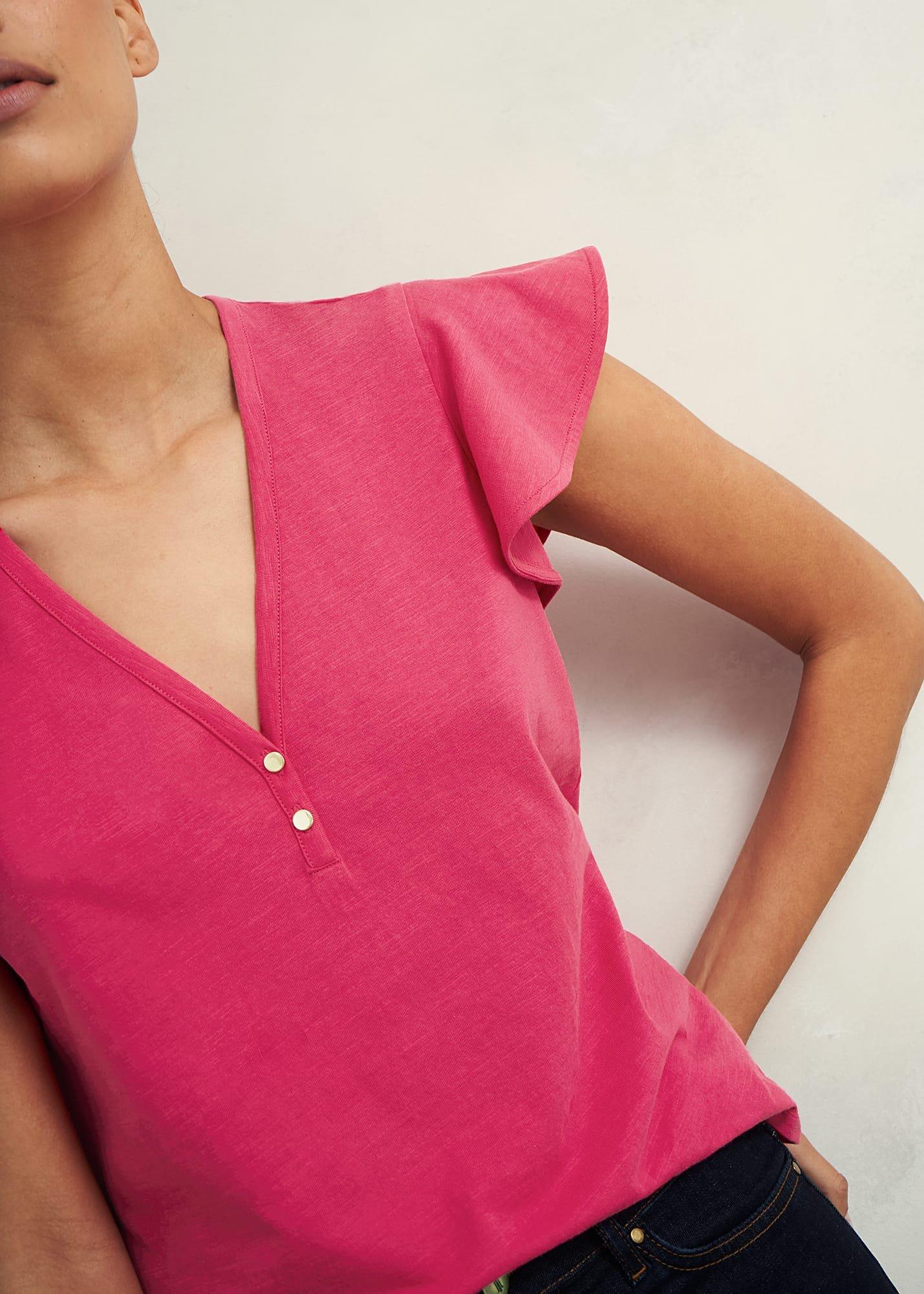 Pippa Cotton Slub Top, Zinnia Pink, hi-res