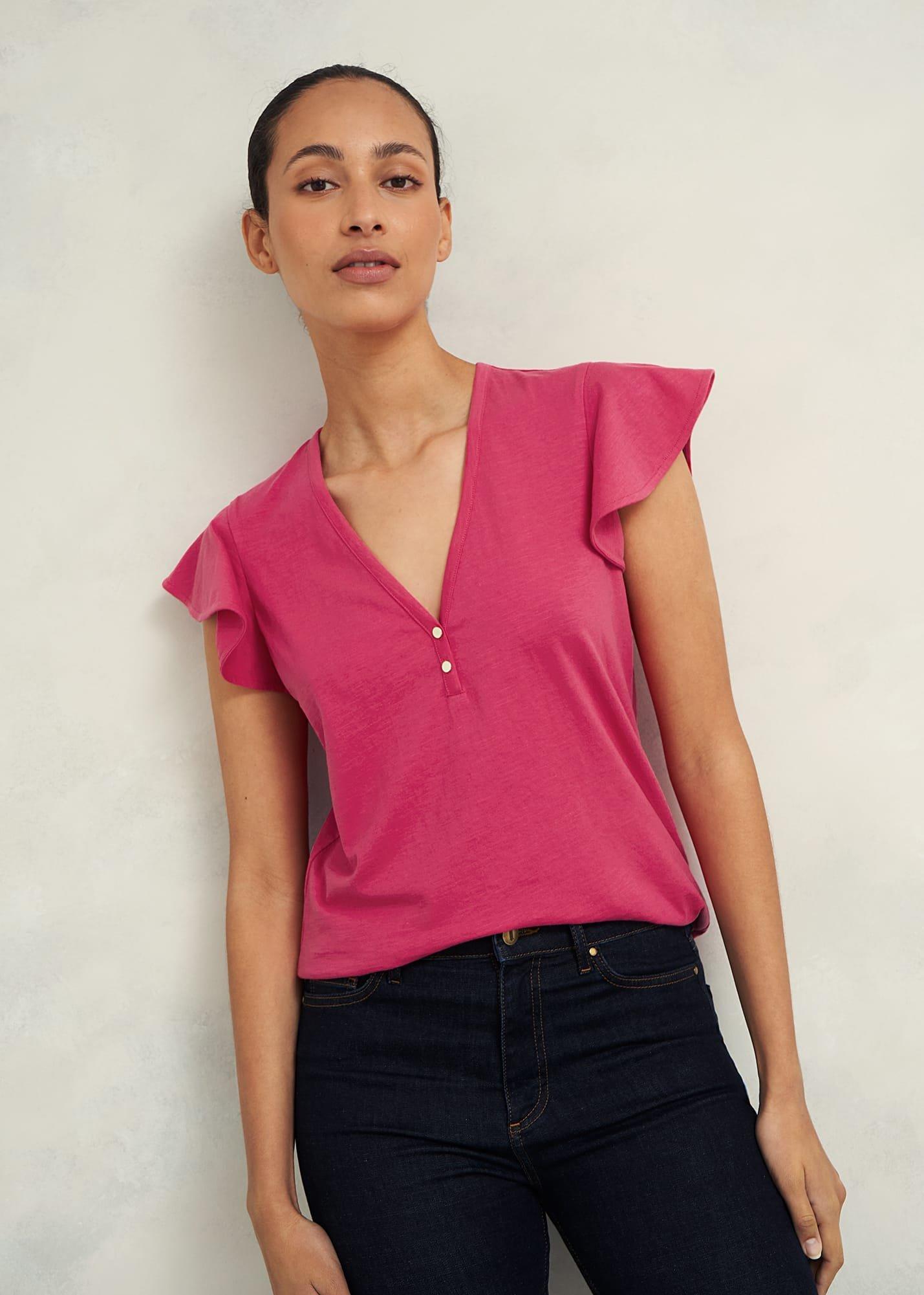 Pippa Cotton Slub Top, Zinnia Pink, hi-res
