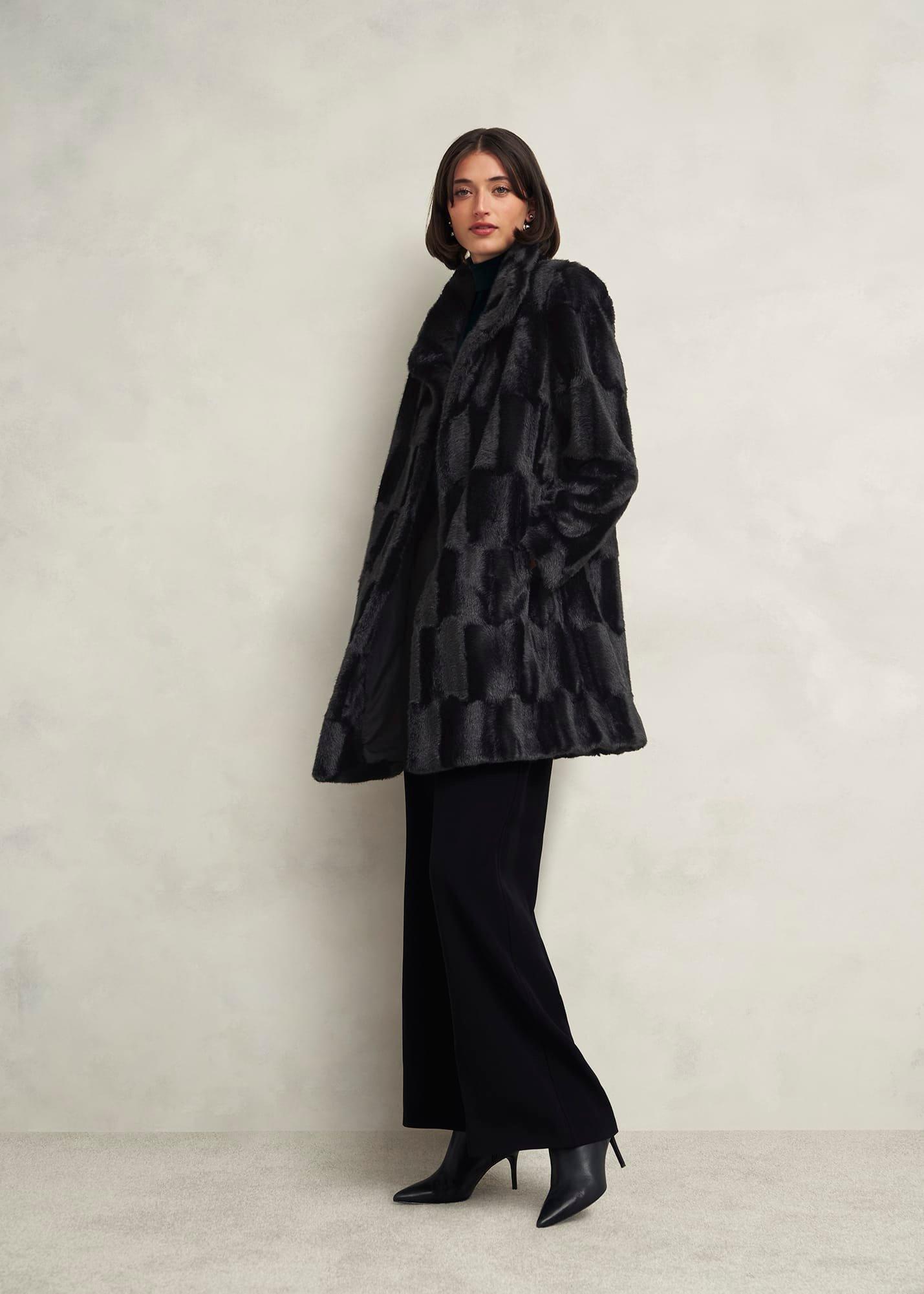 Rosanne Faux Fur Coat, Black, hi-res