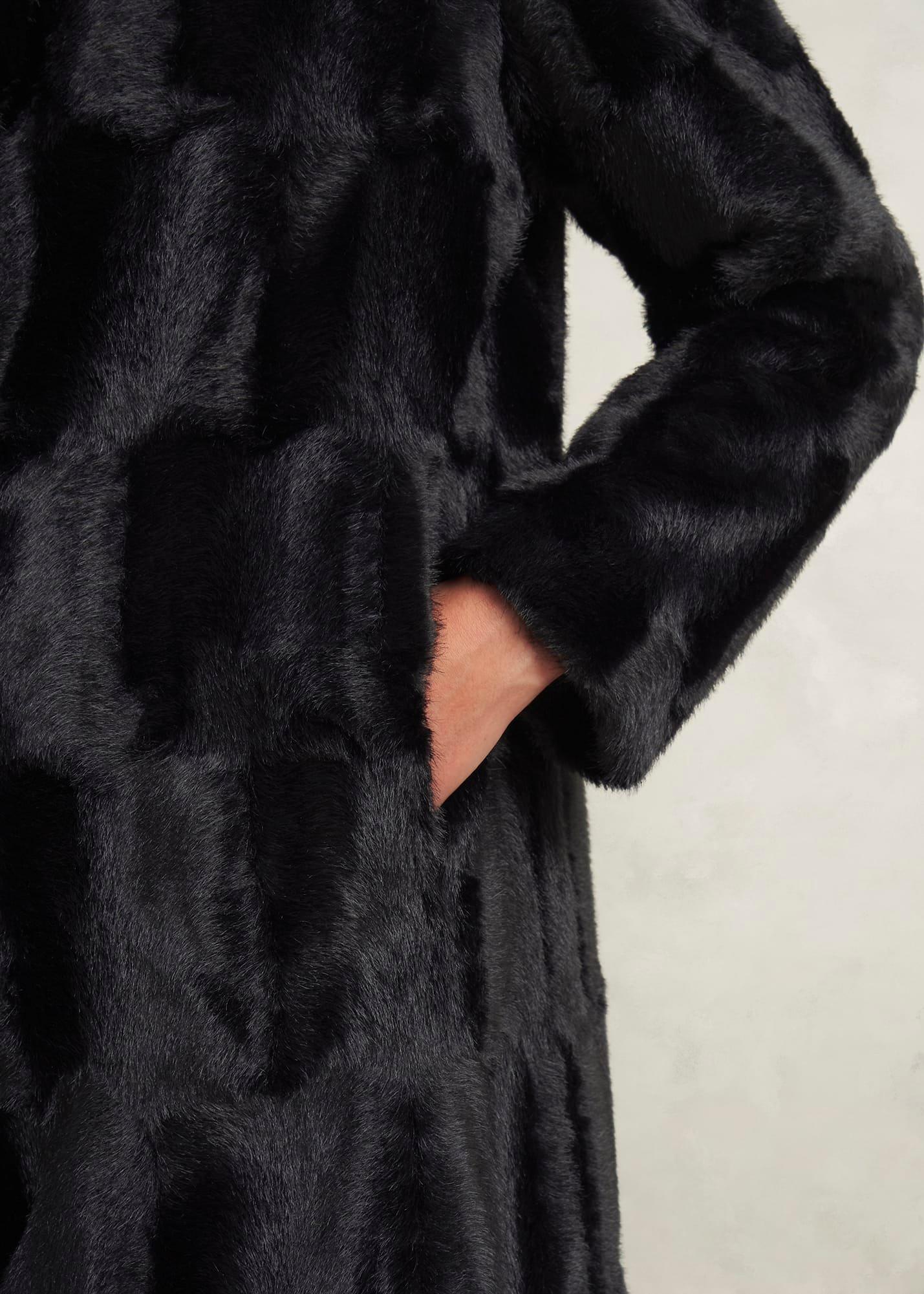 Petite Rosanne Faux Fur Coat, Black, hi-res