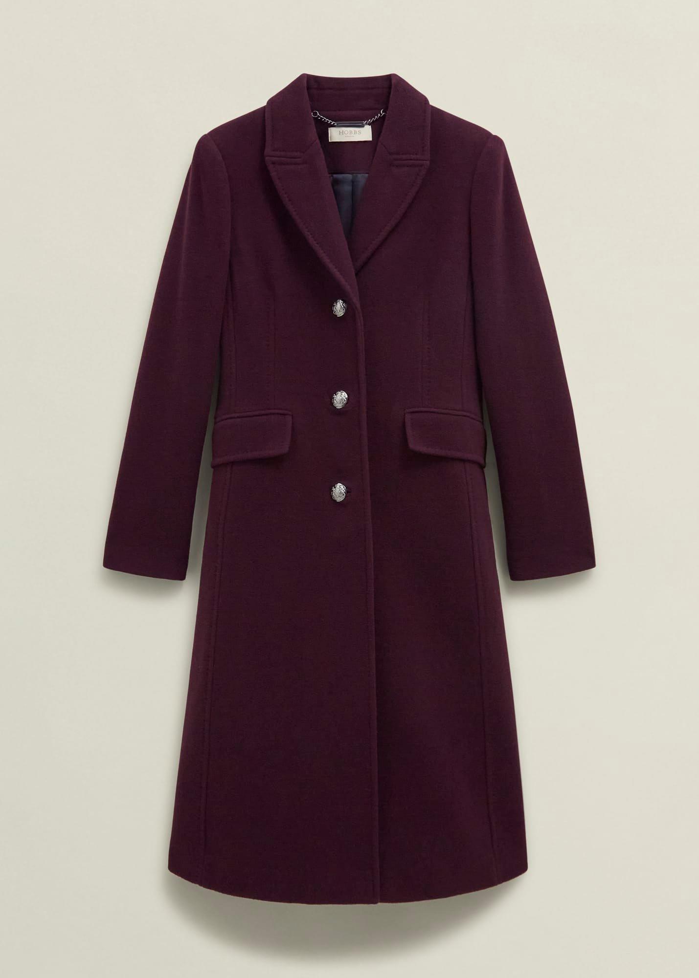 Edwina Wool Blend Coat, Wine, hi-res