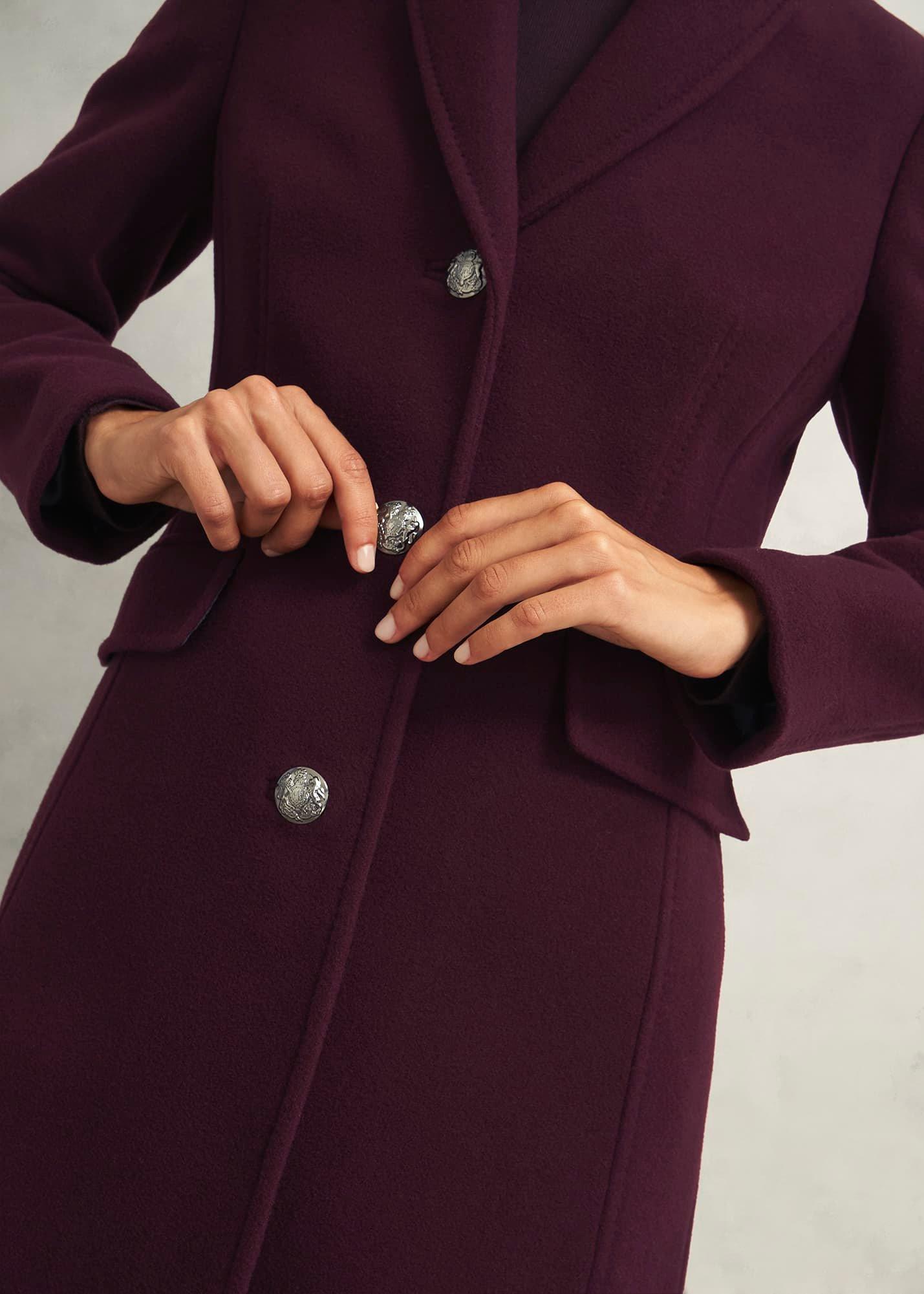 Edwina Wool Blend Coat, Wine, hi-res