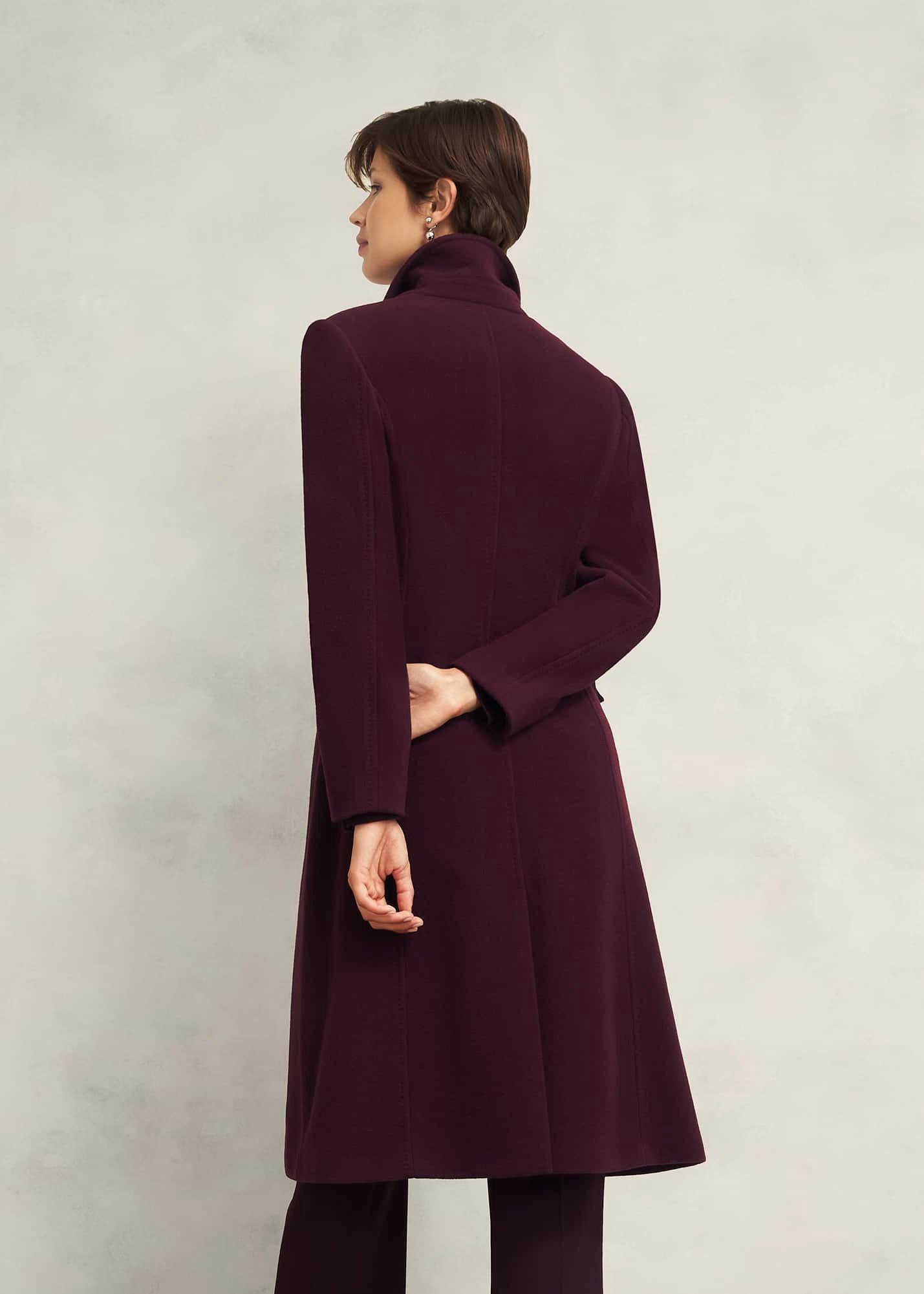 Edwina Wool Blend Coat, Wine, hi-res