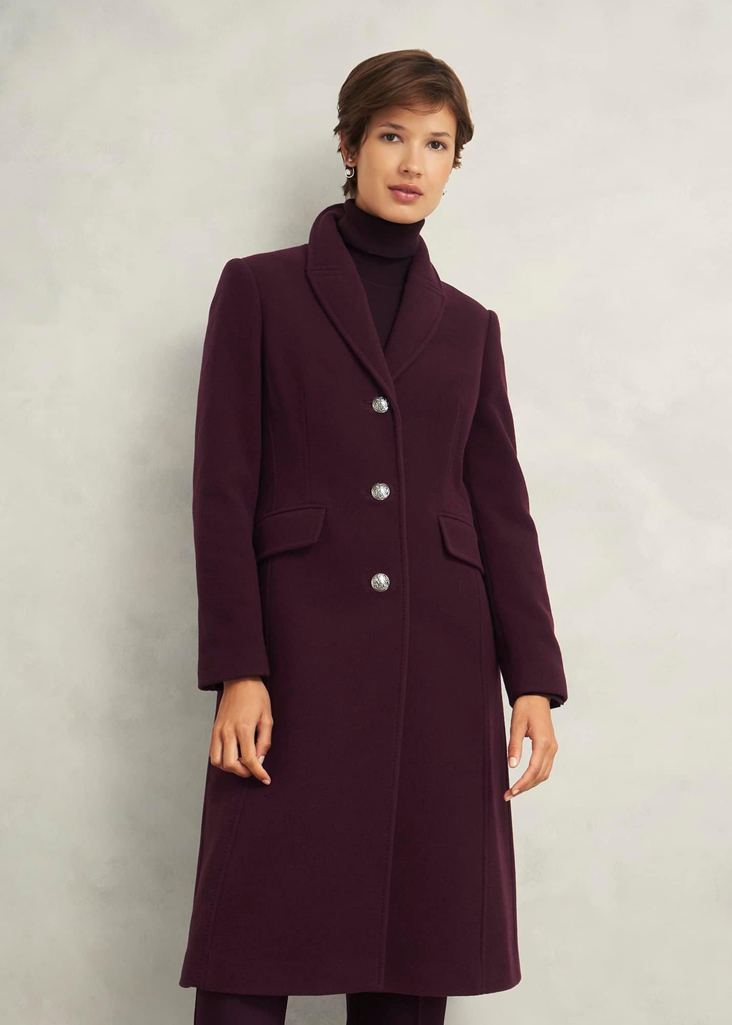 Petite Edwina Wool Blend Coat, Wine, hi-res