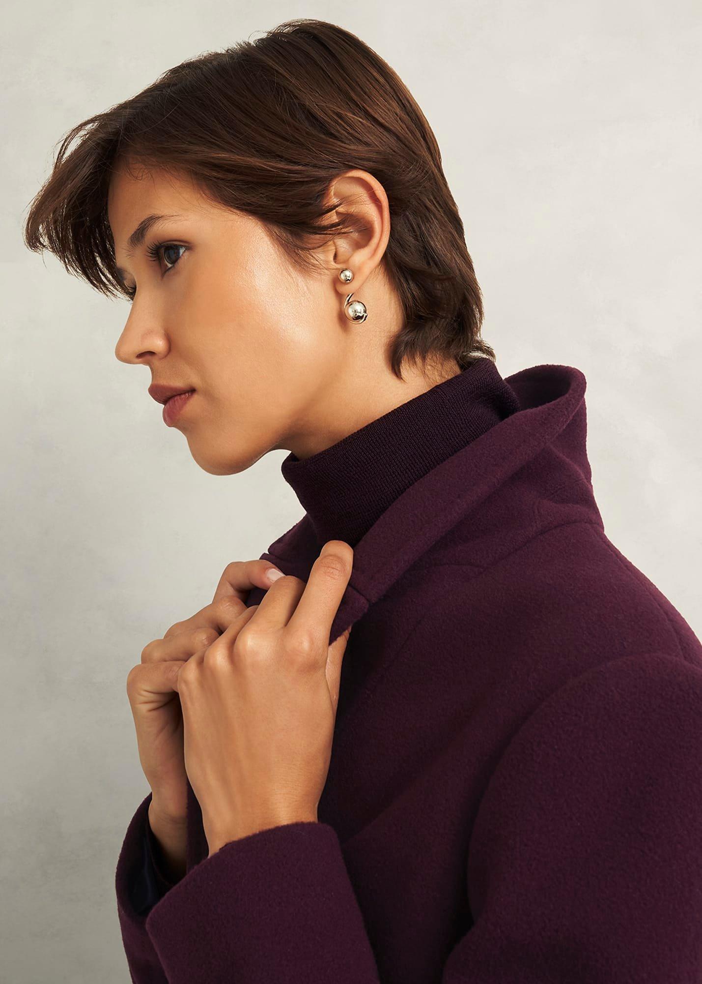 Petite Edwina Wool Blend Coat, Wine, hi-res