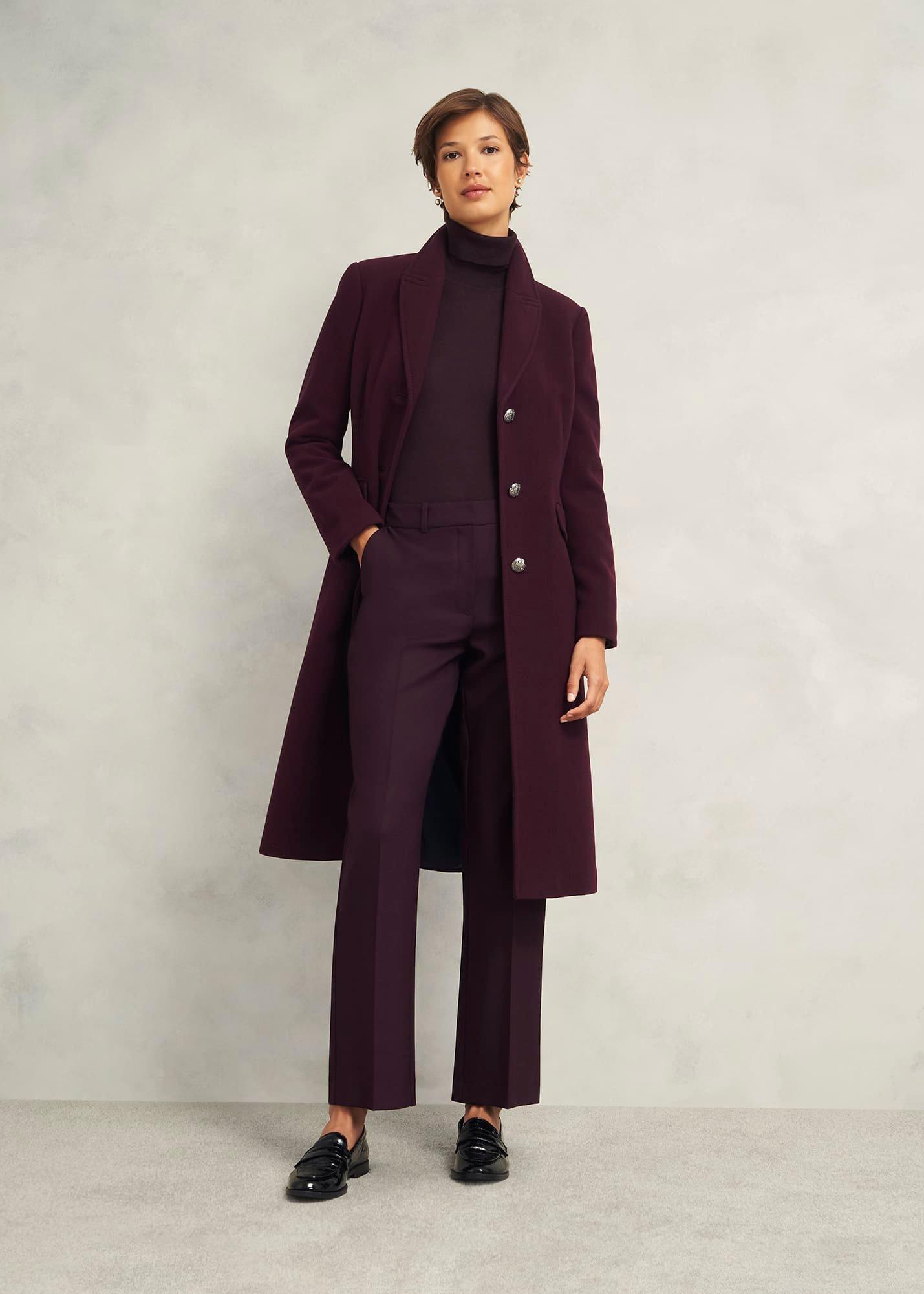 Petite Edwina Wool Blend Coat, Wine, hi-res