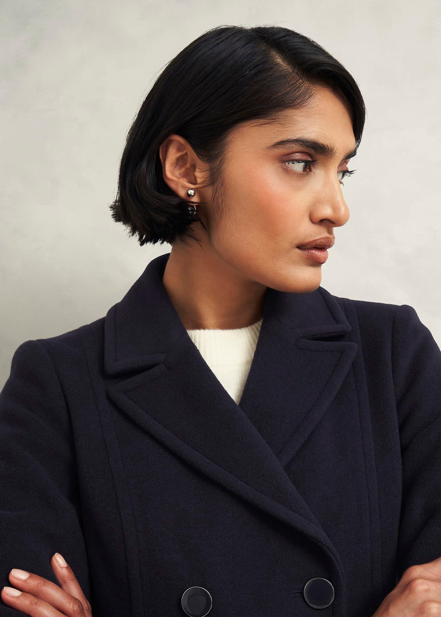 Marlene Wool Blend Coat, Navy, hi-res