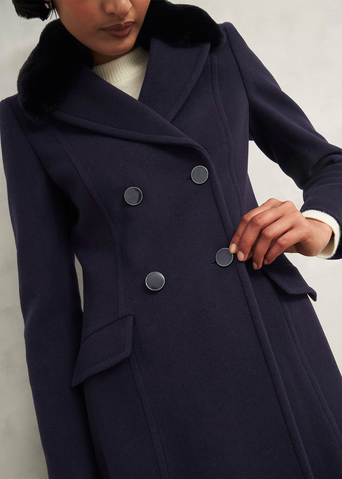 Petite Marlene Wool Blend Coat, Navy, hi-res