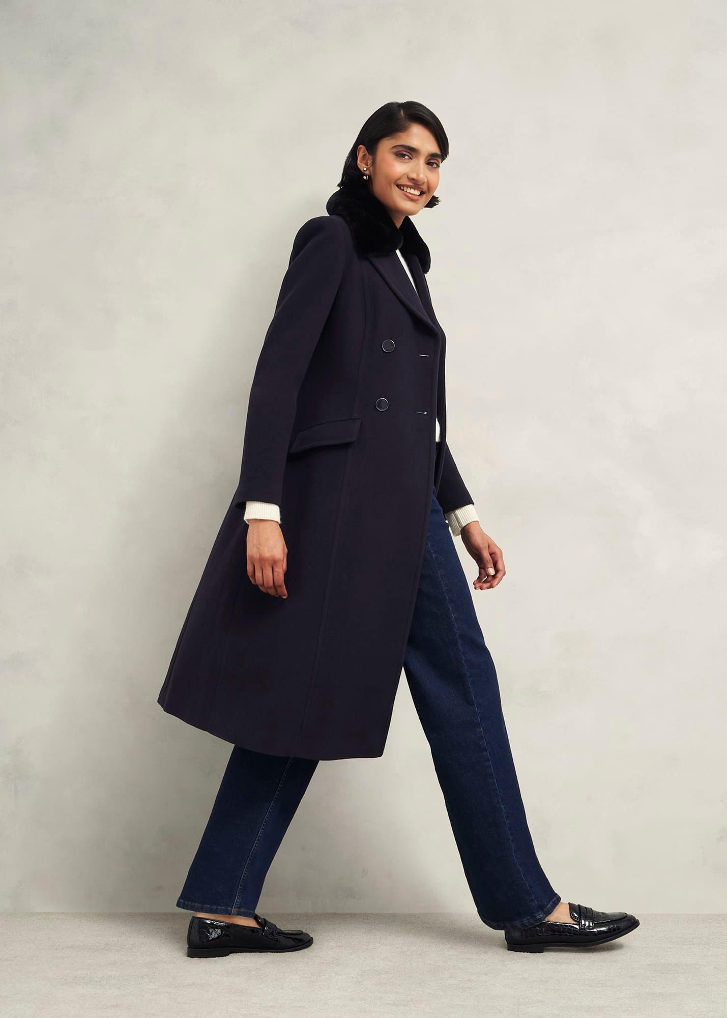 Petite Marlene Wool Blend Coat, Navy, hi-res