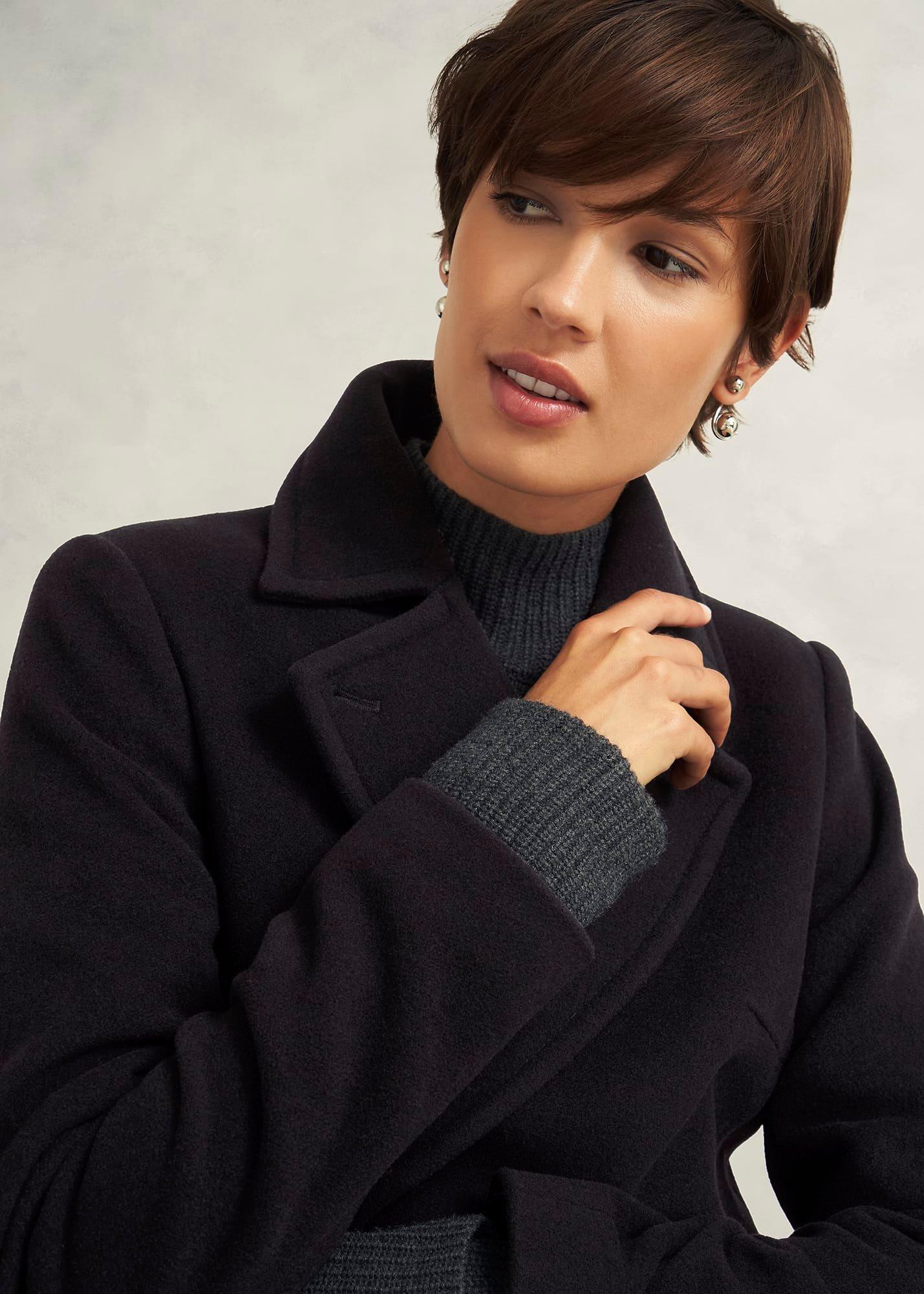 Brittany Wool Blend Maxi Coat, Black, hi-res