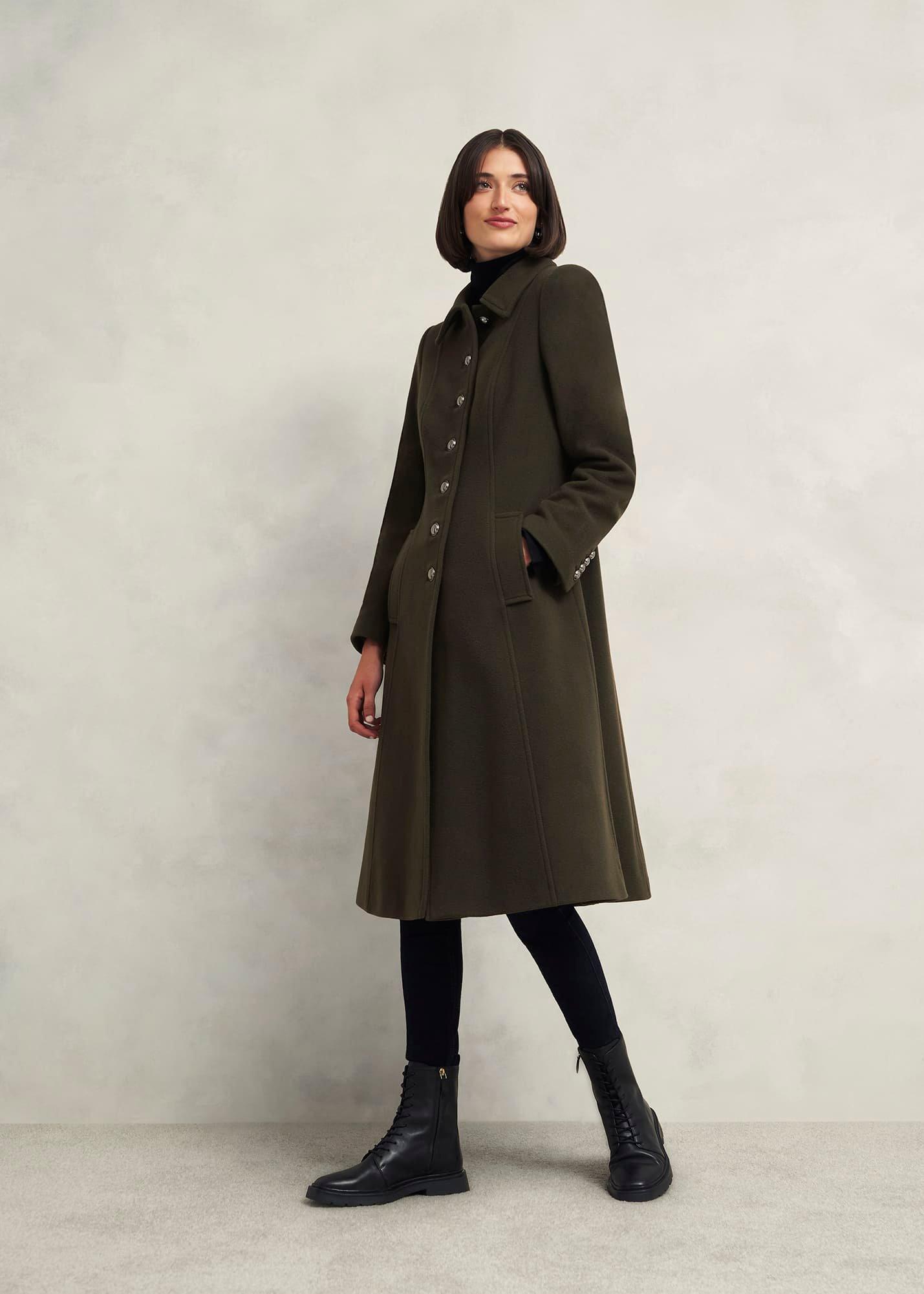 Bayley Wool Blend Coat, Olive Green, hi-res