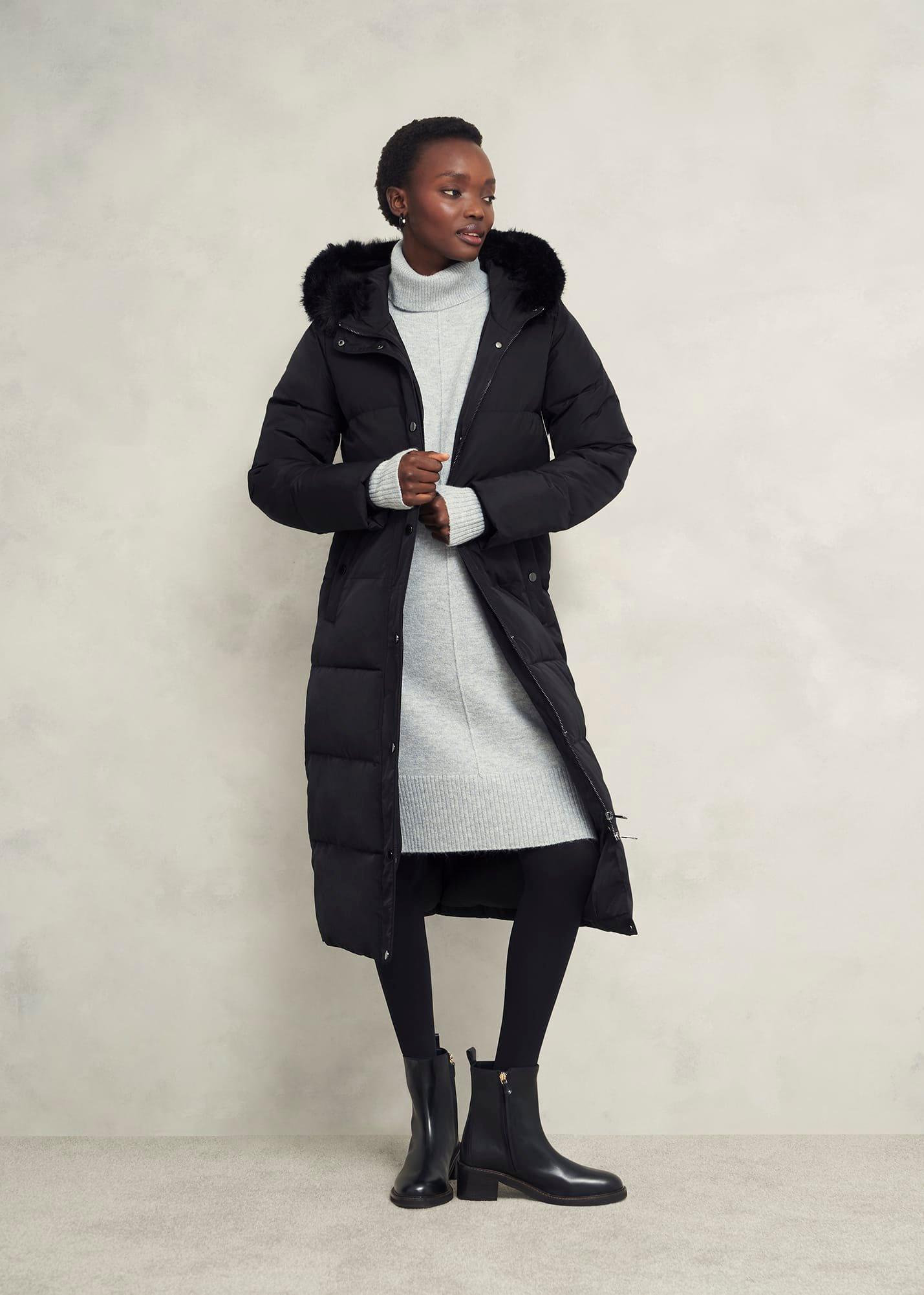 Tyla Puffer Coat, Black, hi-res