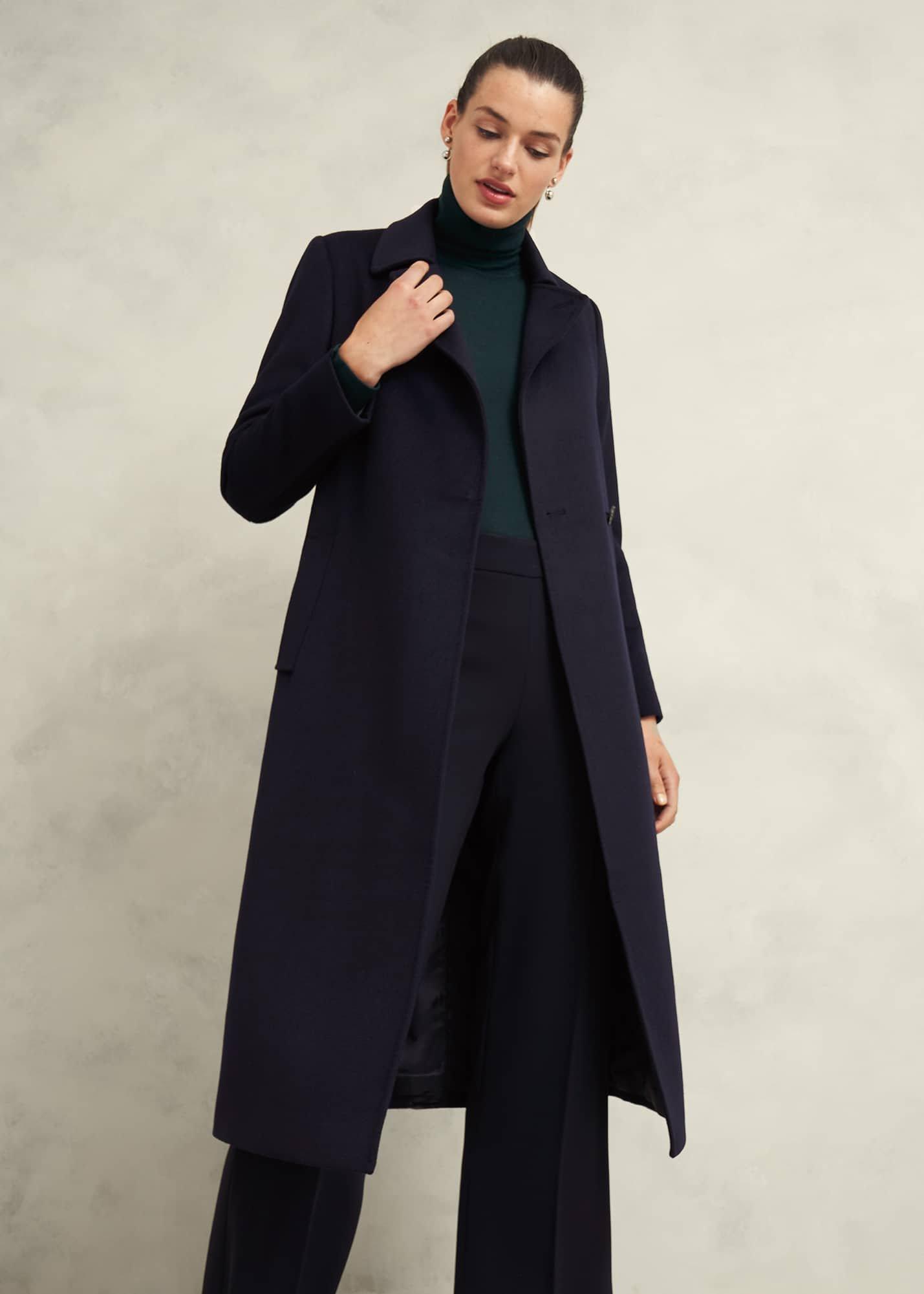 Livia Wool Coat, Navy, hi-res