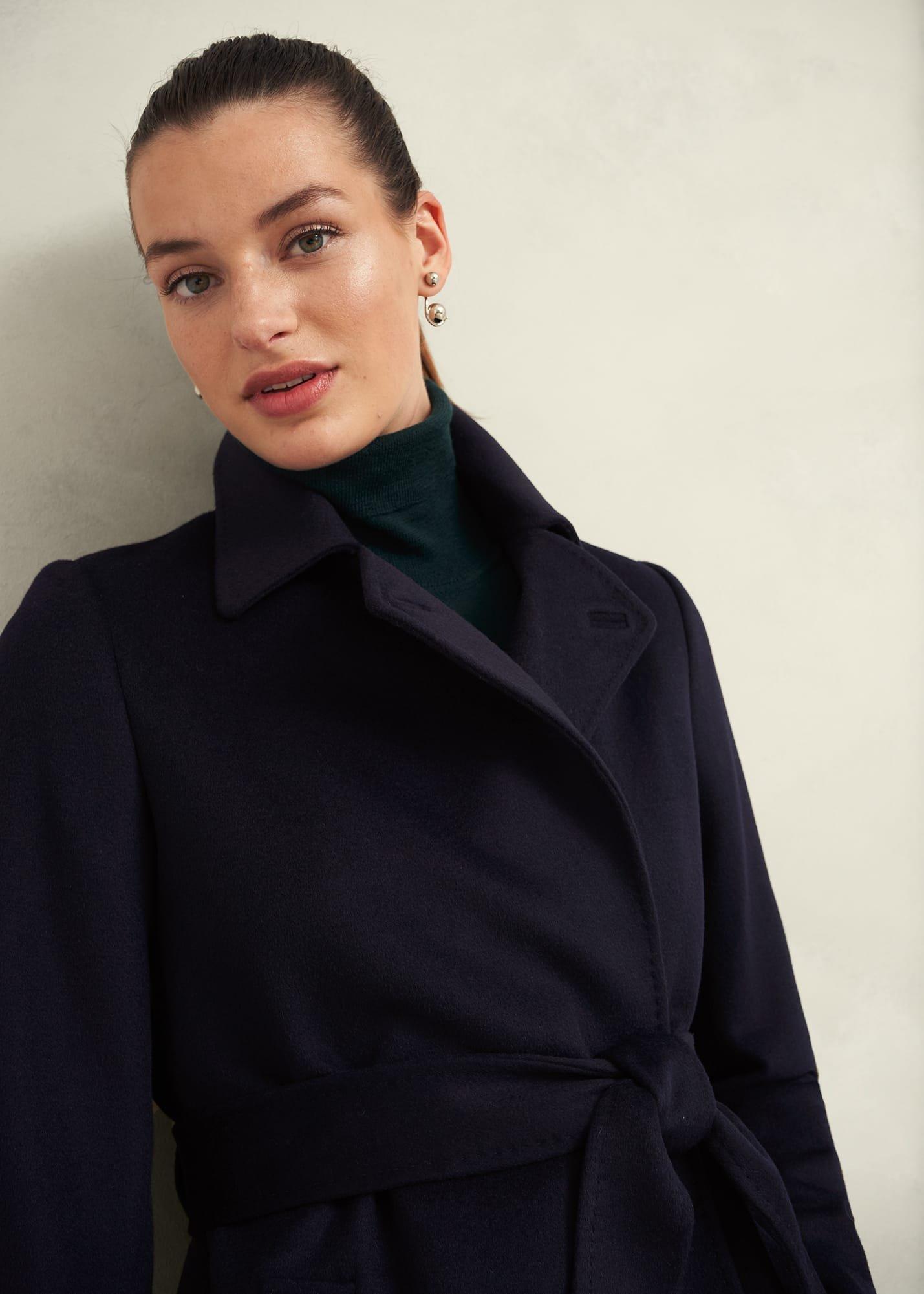 Livia Wool Coat, Navy, hi-res