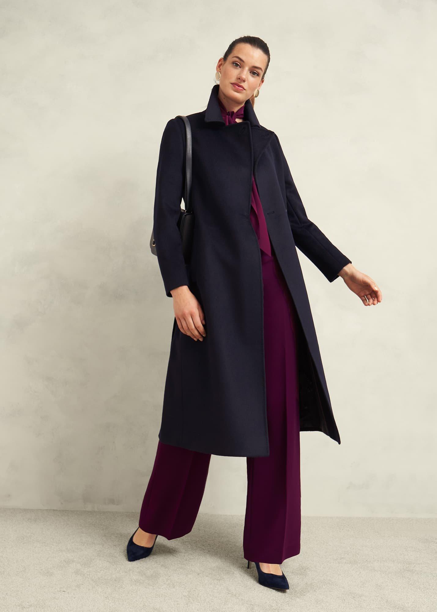 Petite Livia Wool Coat, Navy, hi-res