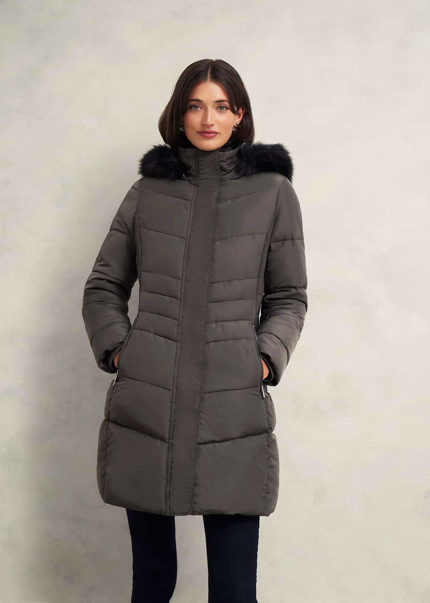 Petite Jaymie Puffer Coat, Charcoal, hi-res