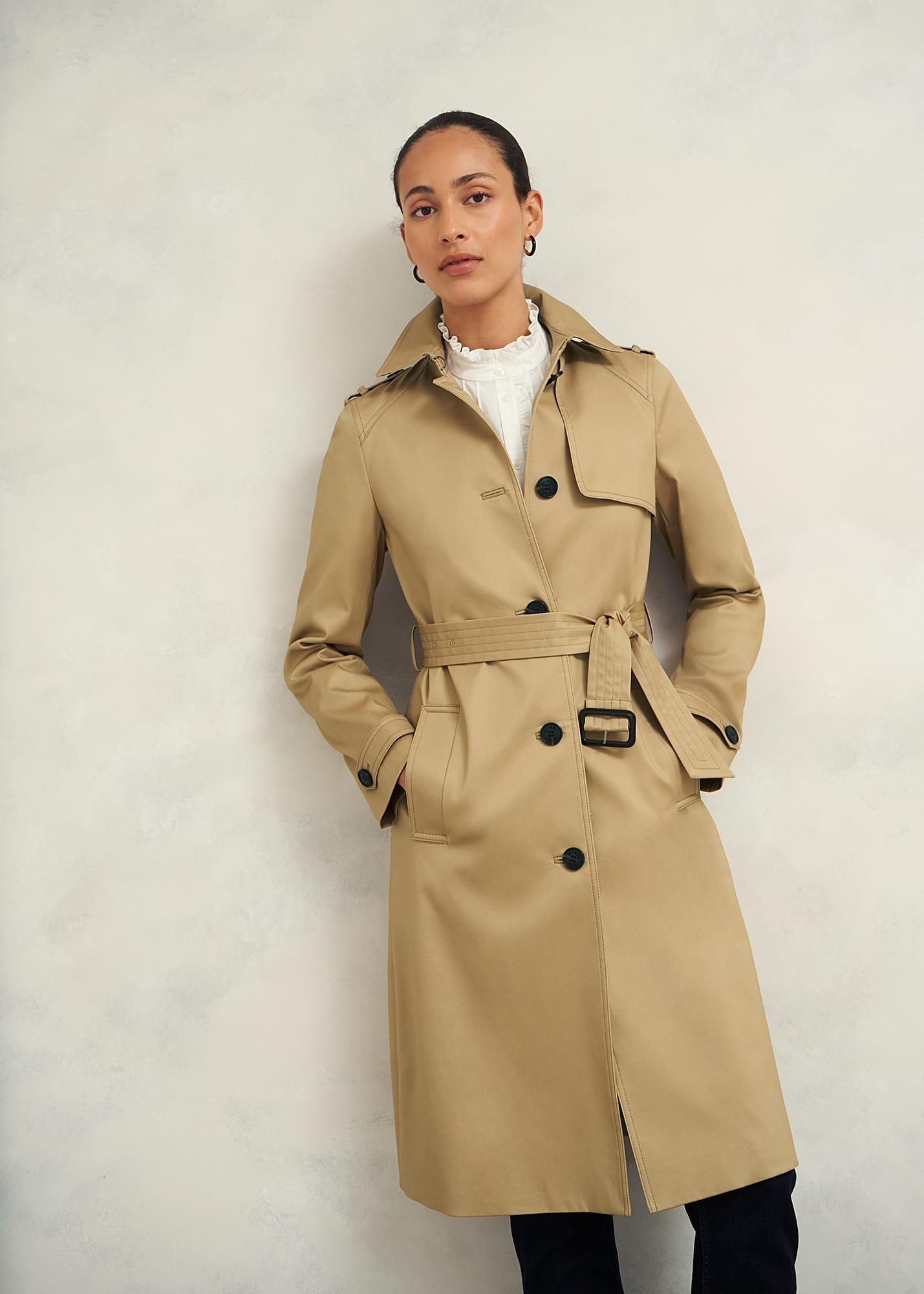 Petite Hallie Shower Resistant Trench Coat, Fawn Beige, hi-res