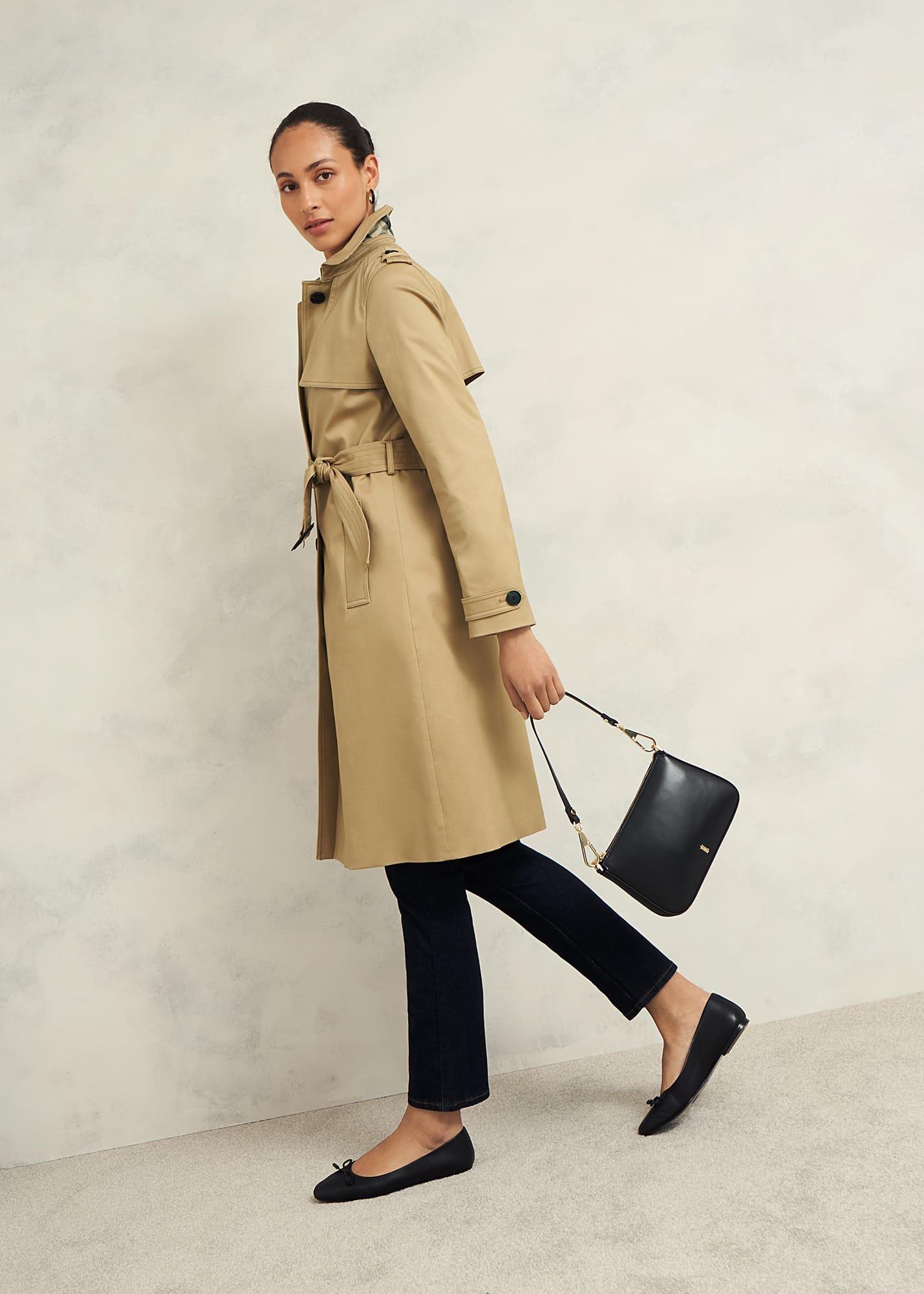 Petite Hallie Shower Resistant Trench Coat, Fawn Beige, hi-res