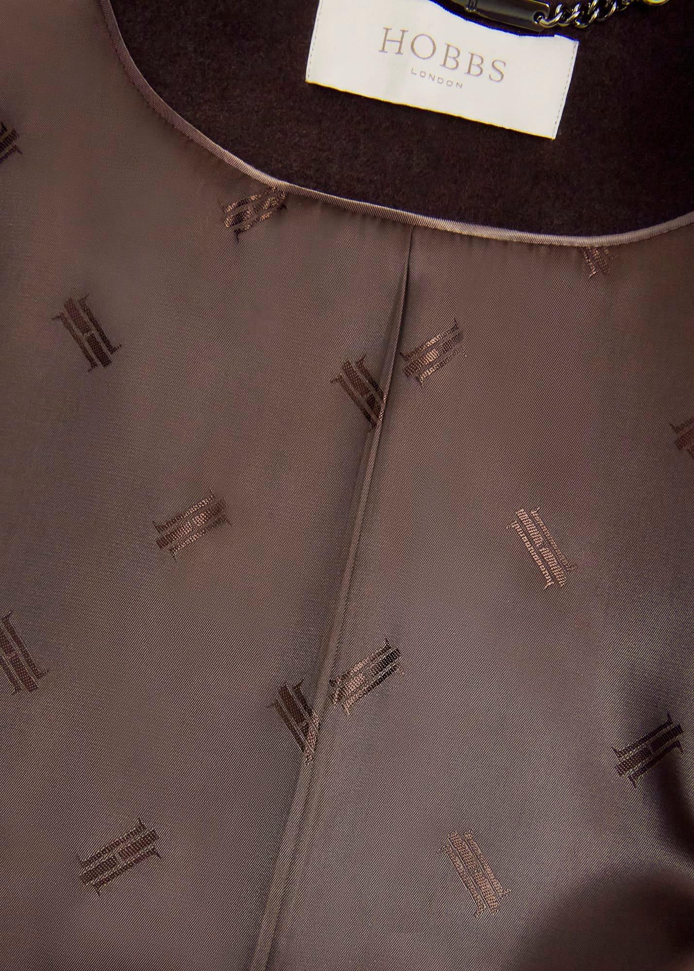 Livia Wool Coat With Faux Fur, Alder Brown, hi-res