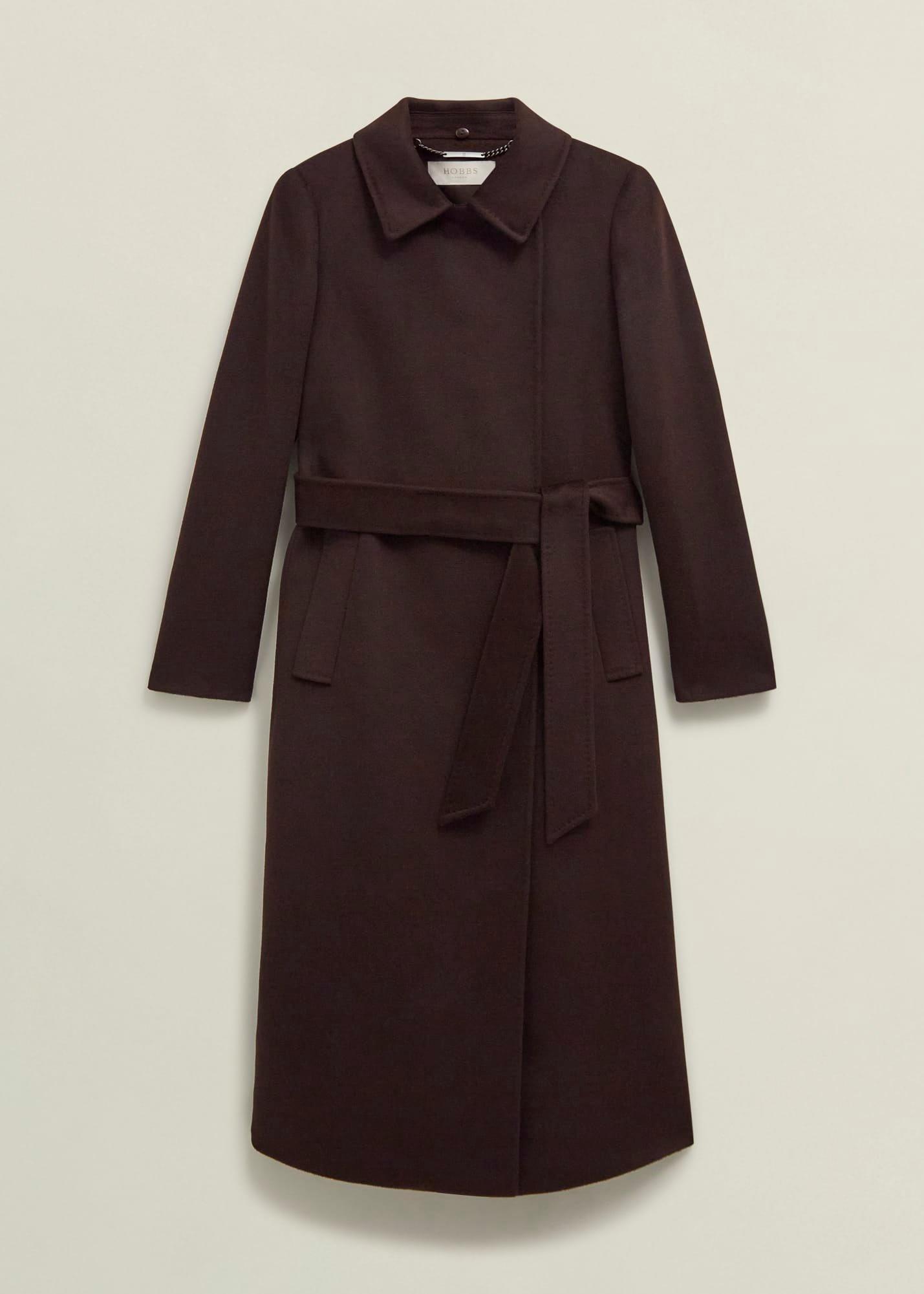 Livia Wool Coat With Faux Fur, Alder Brown, hi-res