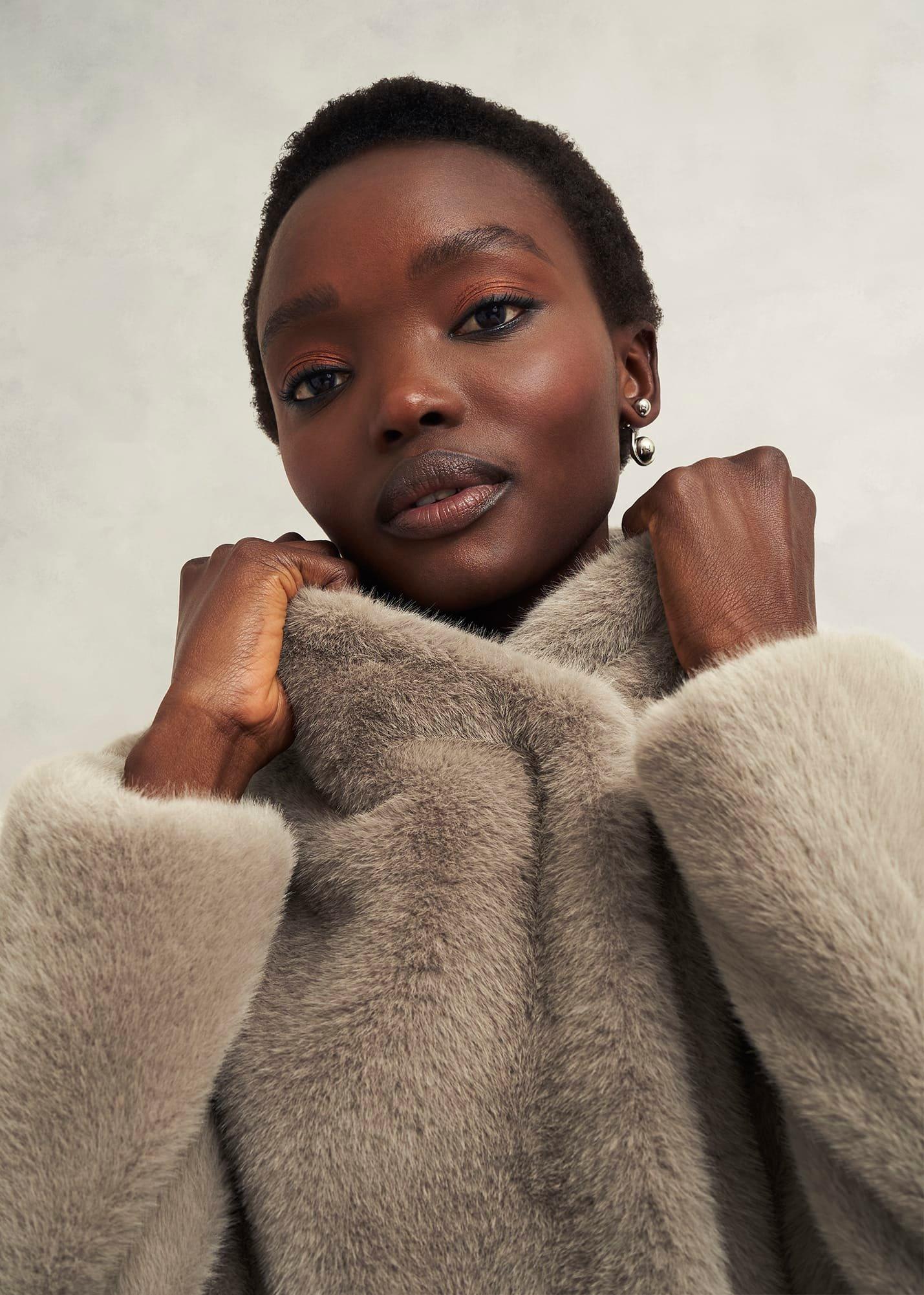 Petite Tarini Faux Fur Coat, Mink, hi-res