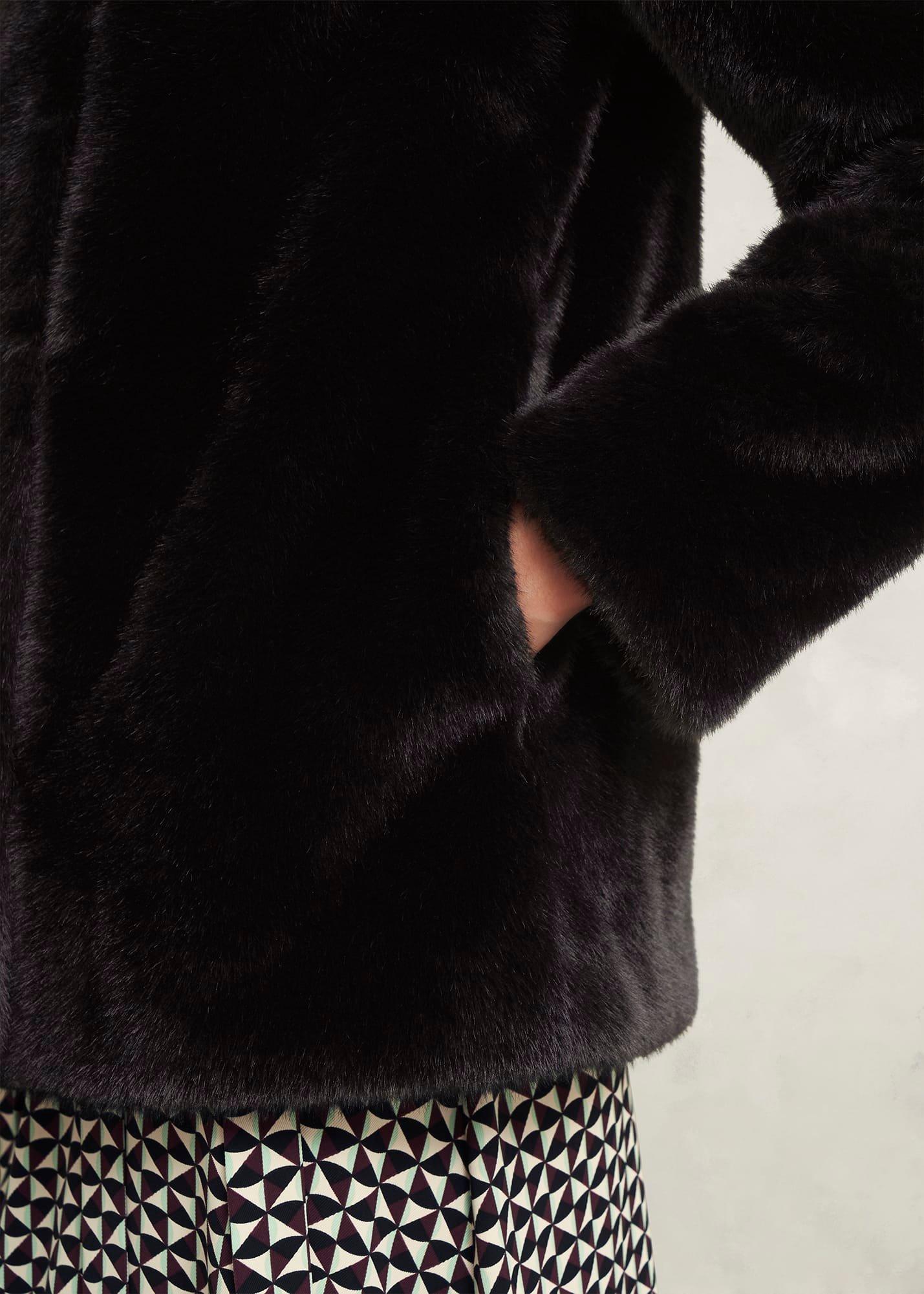 Dania Faux Fur Coat, Black, hi-res