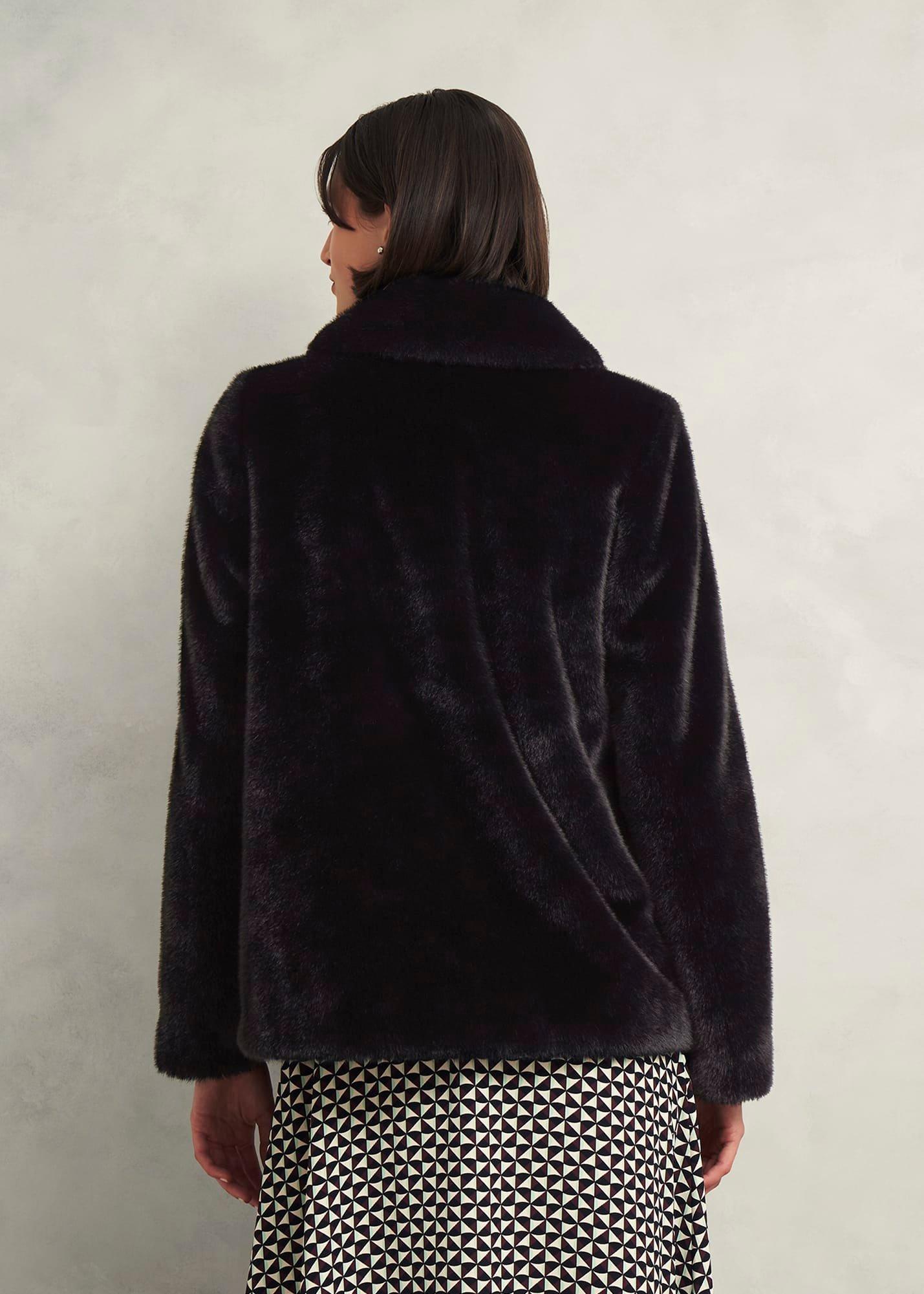Dania Faux Fur Coat, Black, hi-res