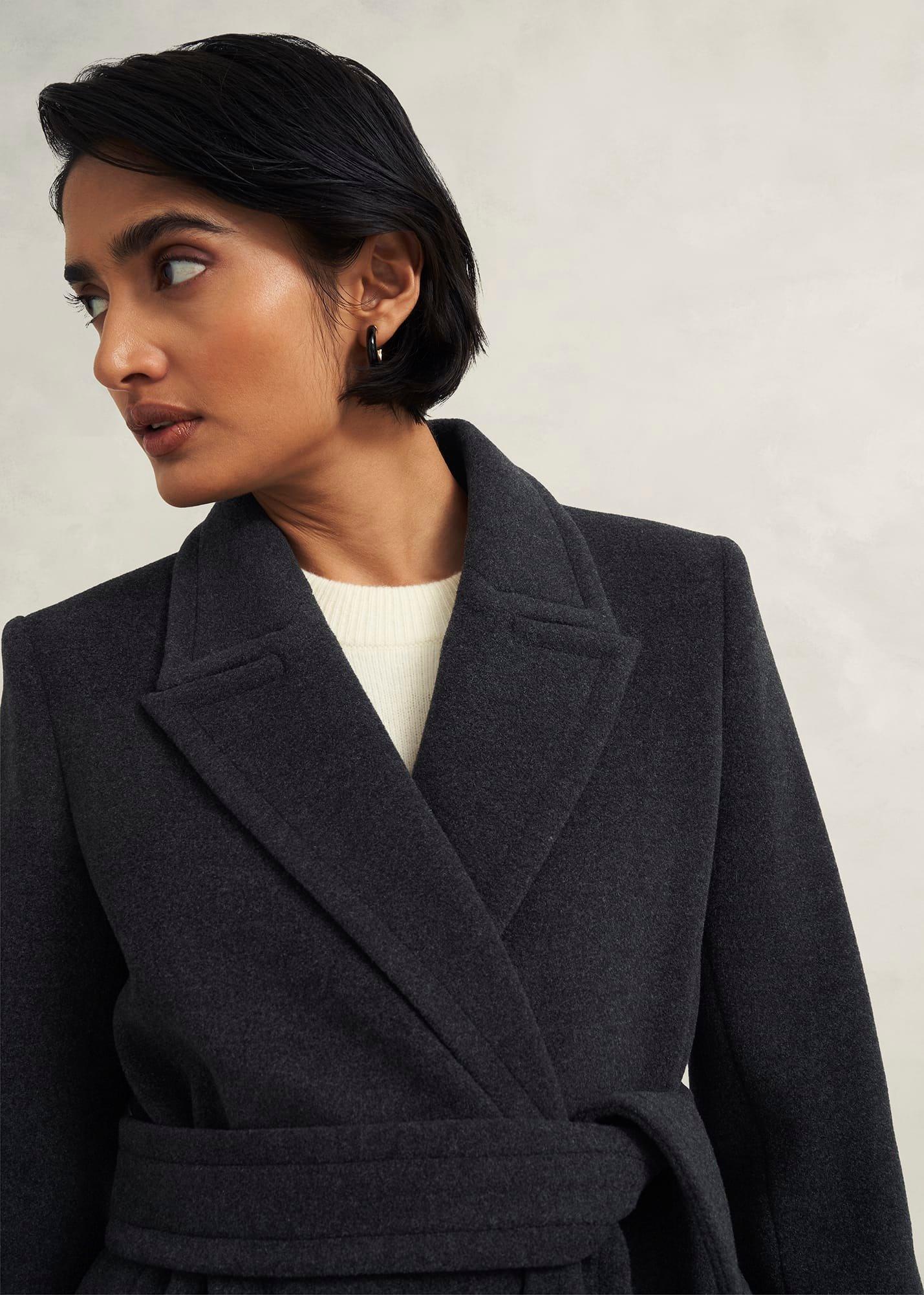 Clarendon Wool Blend Coat, Charcoal, hi-res