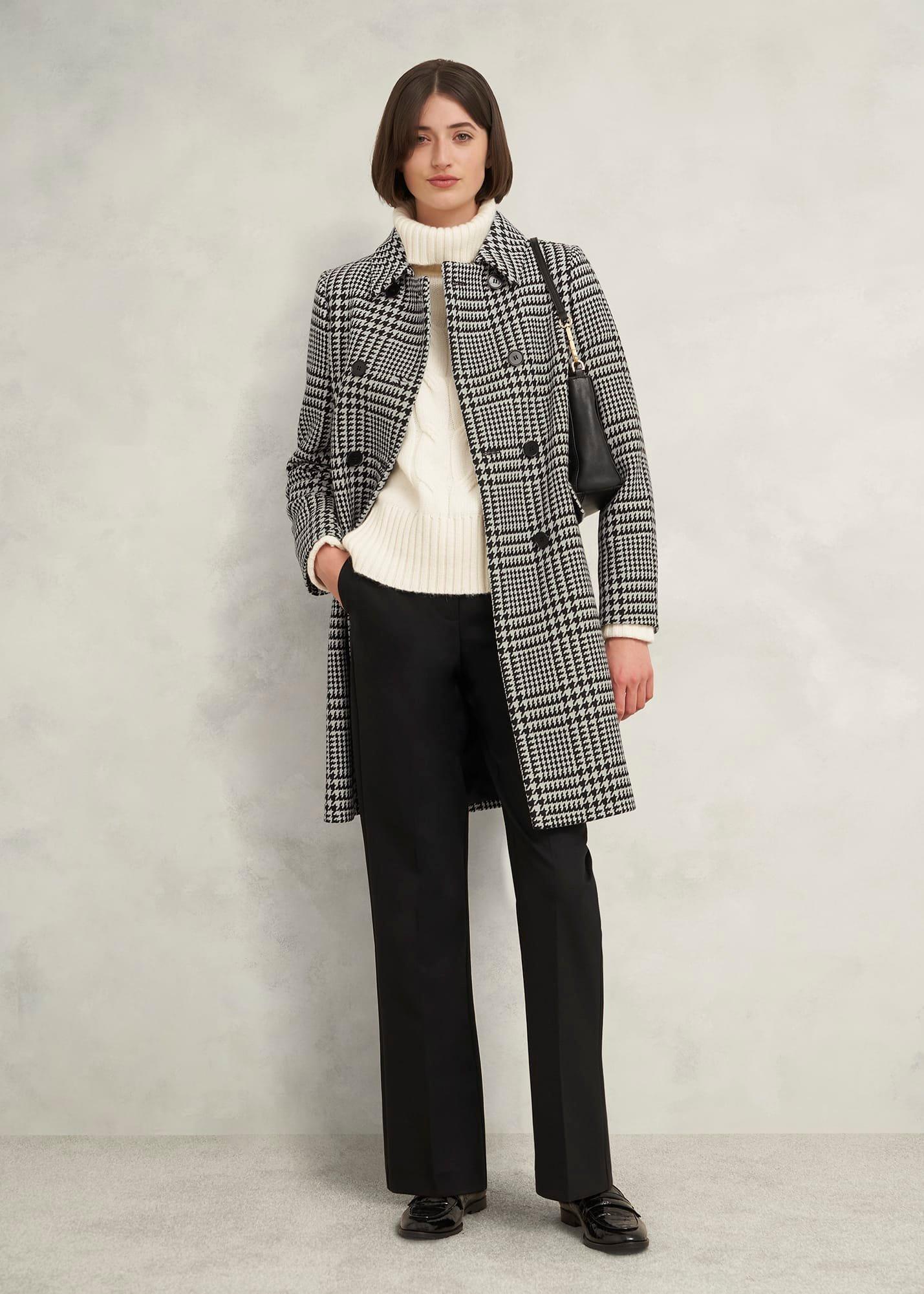 Yvette Wool Blend Check Coat