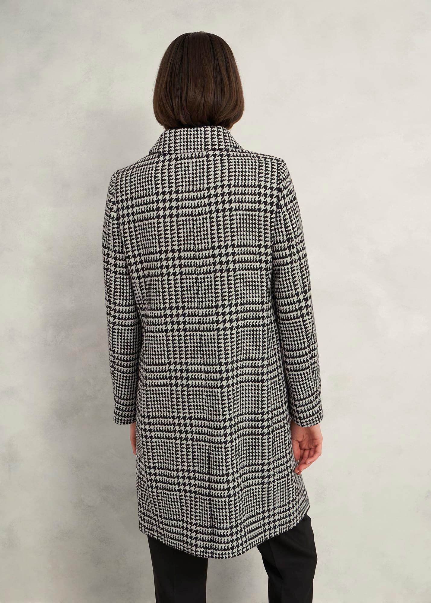 Yvette Wool Blend Check Coat, Black Ivory, hi-res