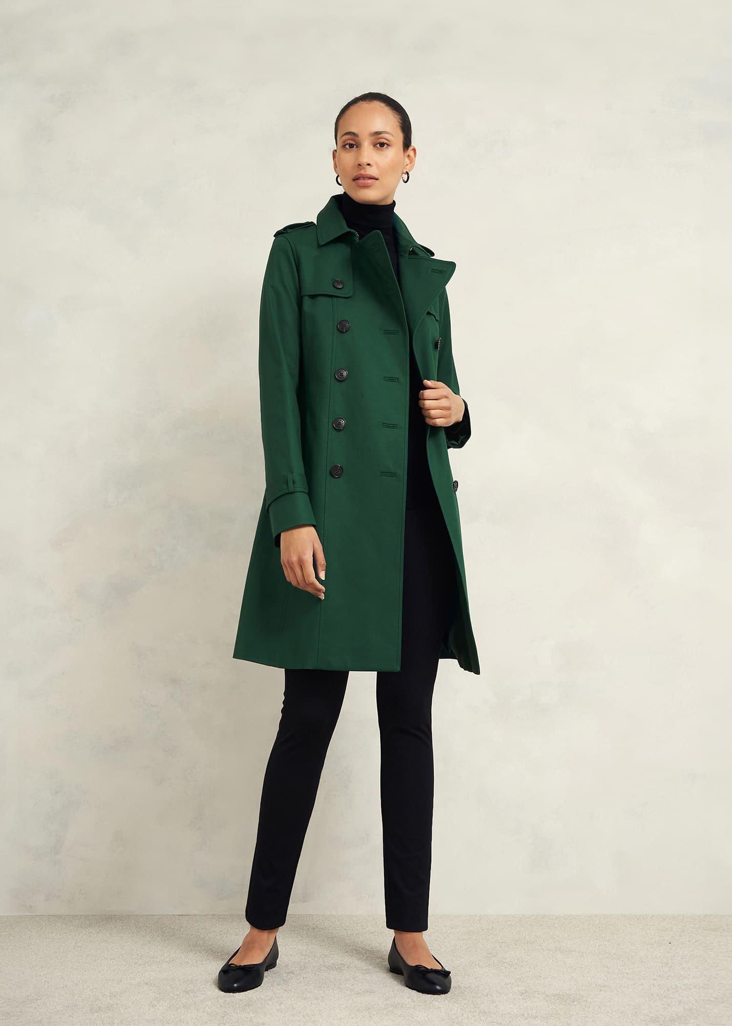 Saskia Shower Resistant Trench Coat, Bay Green, hi-res