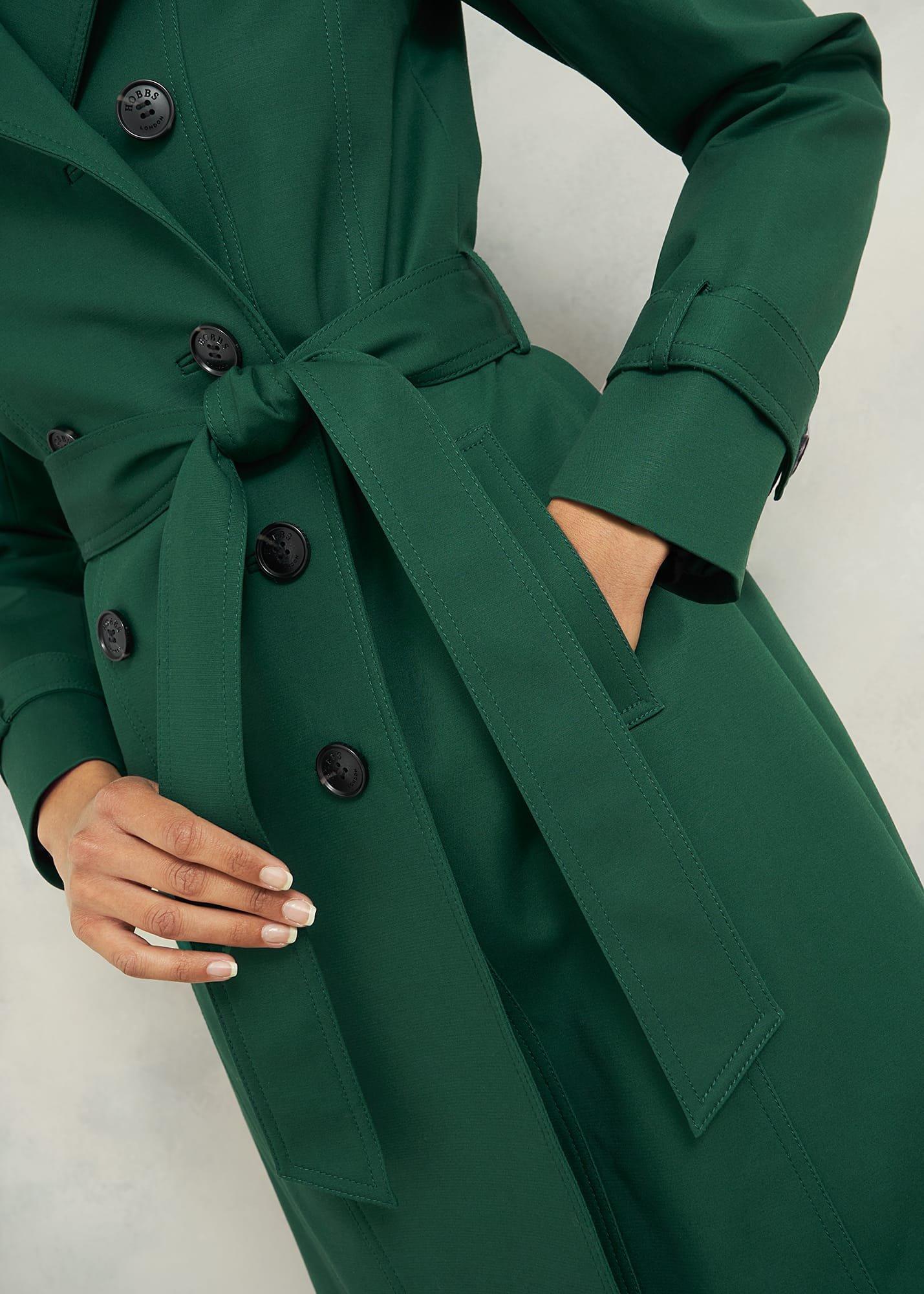 Saskia Shower Resistant Trench Coat, Bay Green, hi-res