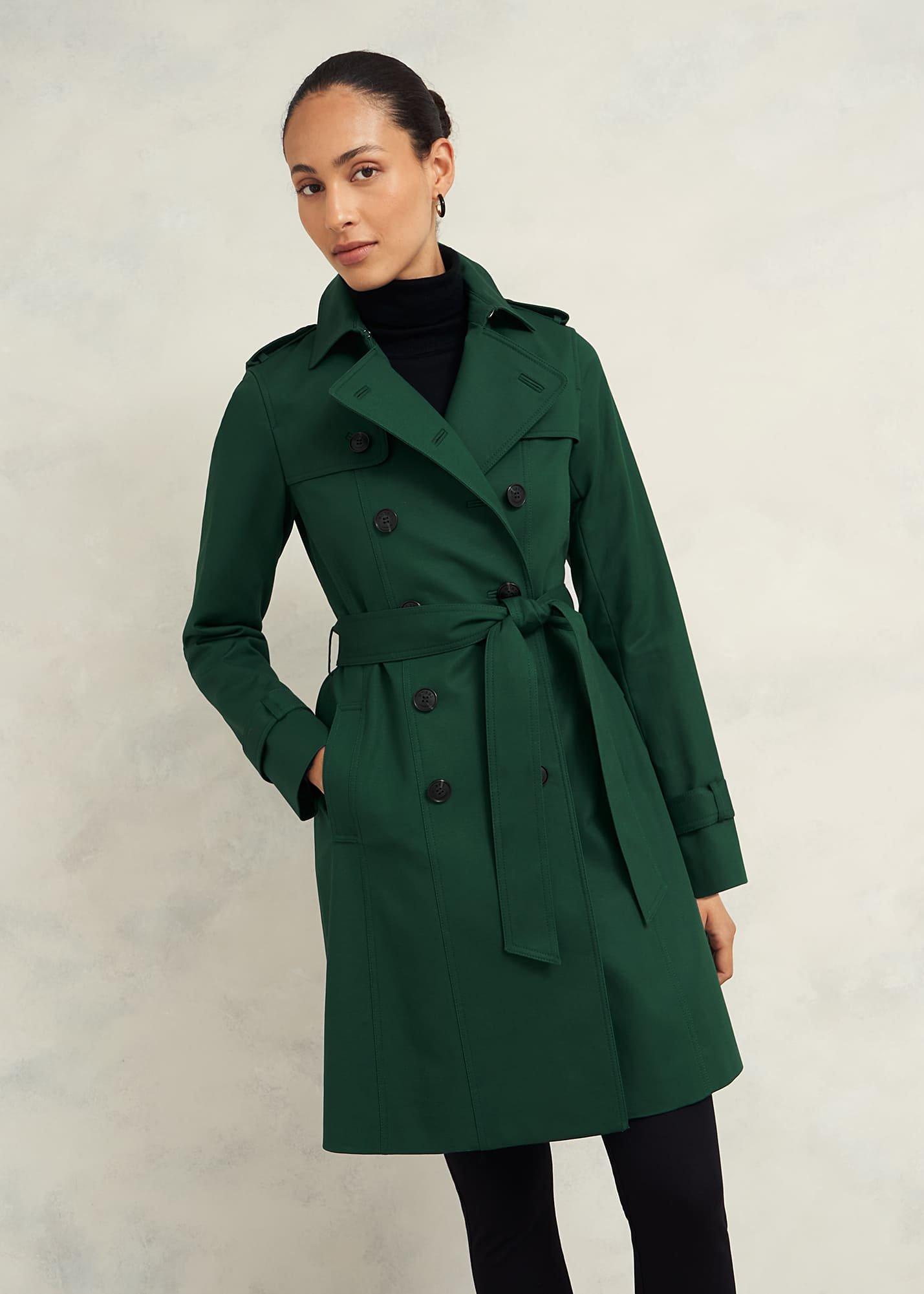 Saskia Shower Resistant Trench Coat, Bay Green, hi-res