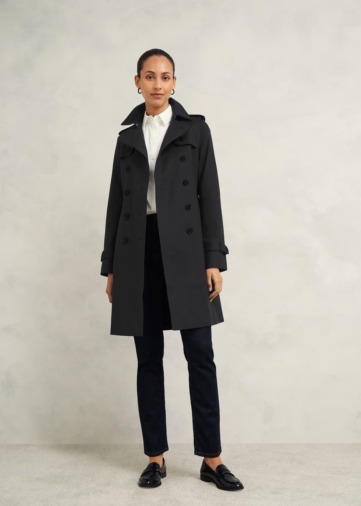 Saskia Shower Resistant Trench Coat, Black, hi-res