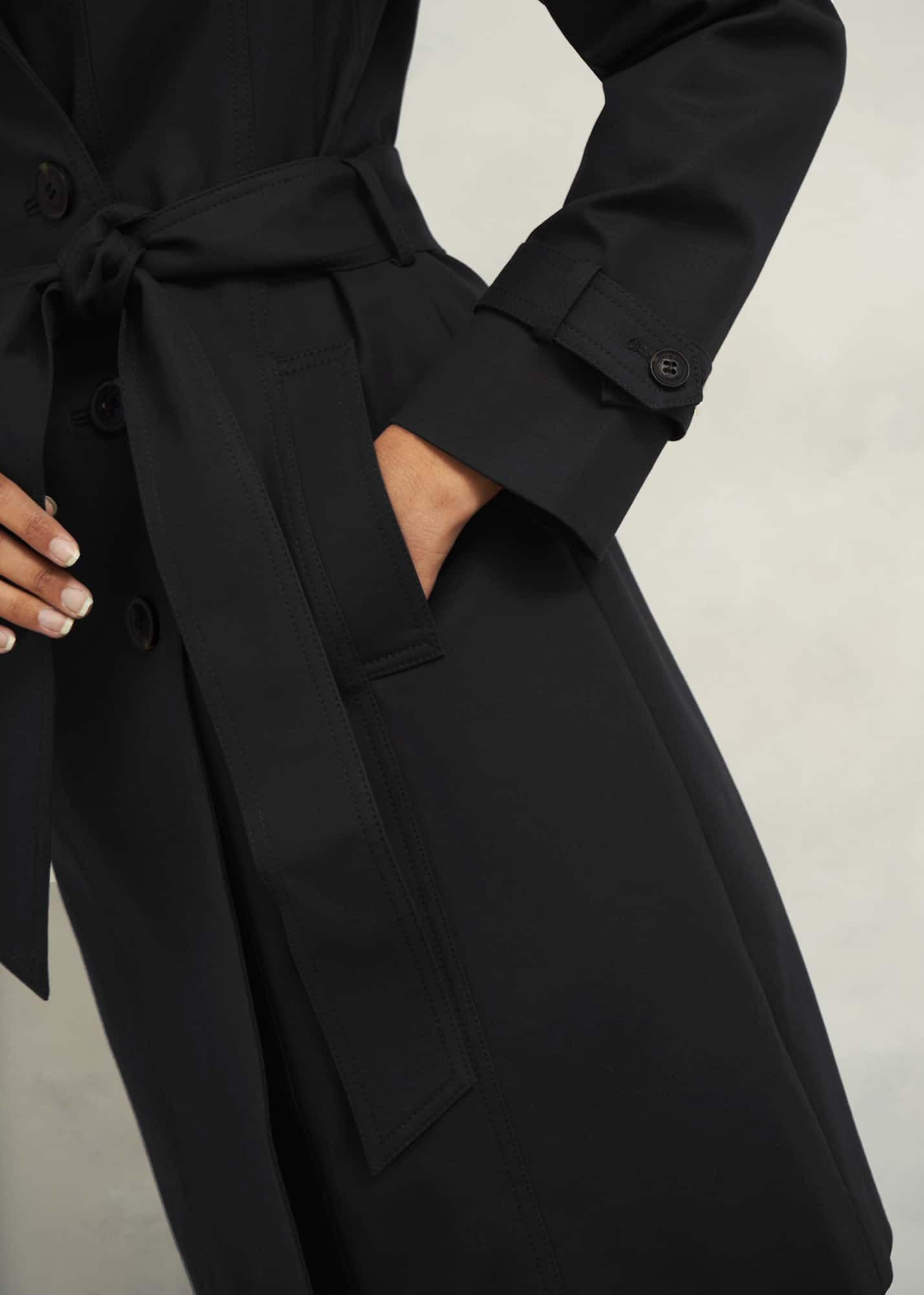 Saskia Shower Resistant Trench Coat, Black, hi-res