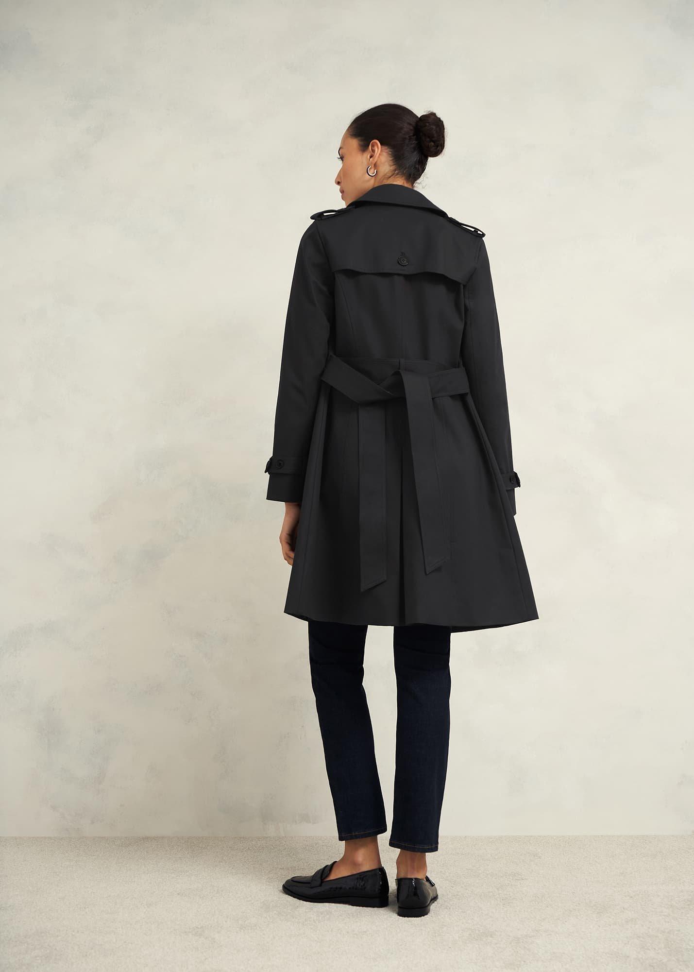 Saskia Shower Resistant Trench Coat, Black, hi-res