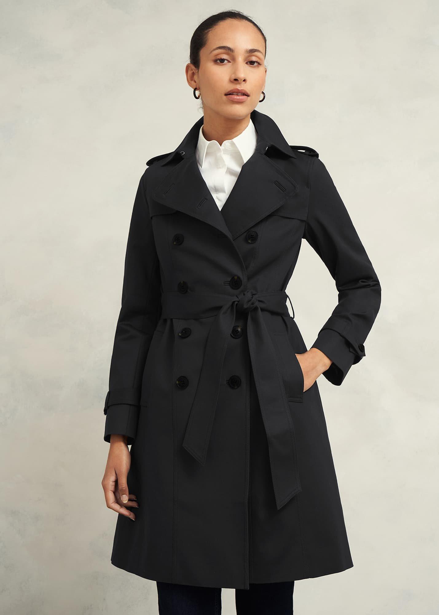 Saskia Shower Resistant Trench Coat, Black, hi-res