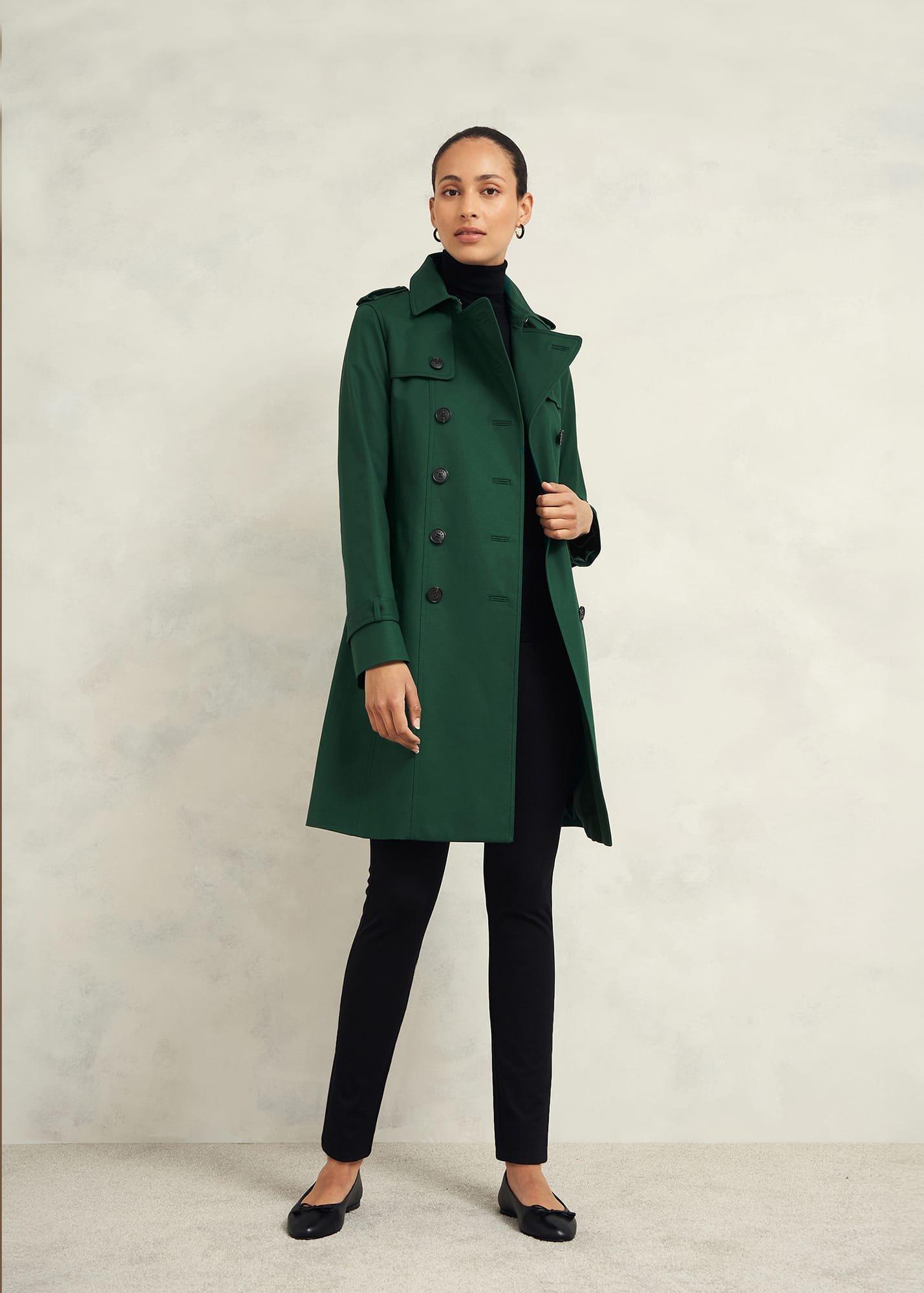 Petite Saskia Shower Resistant Trench Coat, Bay Green, hi-res