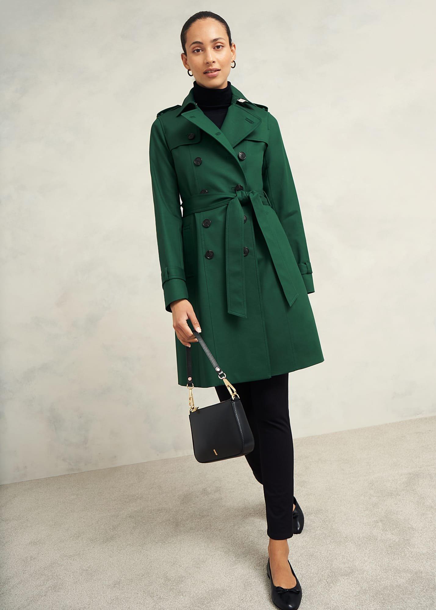 Petite Saskia Shower Resistant Trench Coat, Bay Green, hi-res